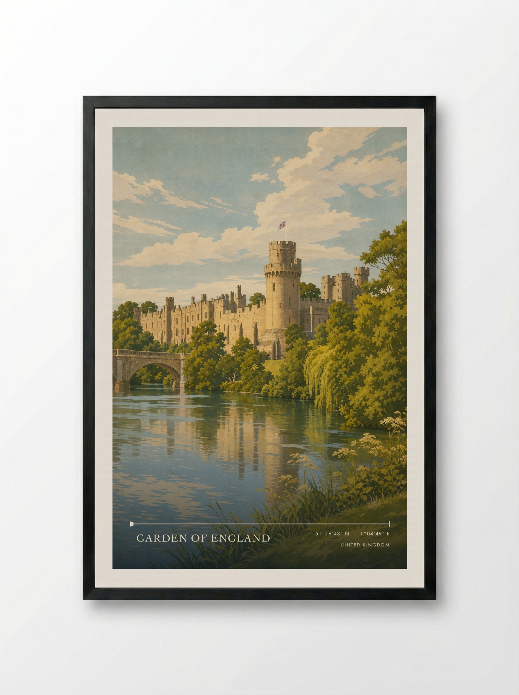 Garden of England United Kingdom Travel Poster - Framed Print Black