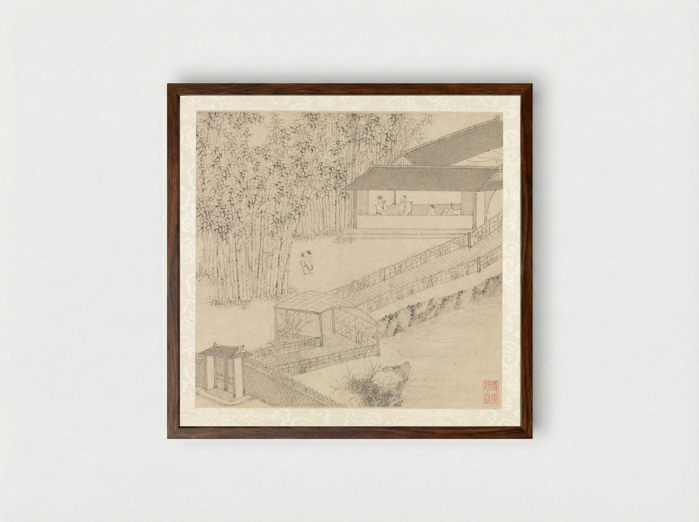 Garden of the Inept Administrator - Wen Zhengming - Framed Print Dark Wood