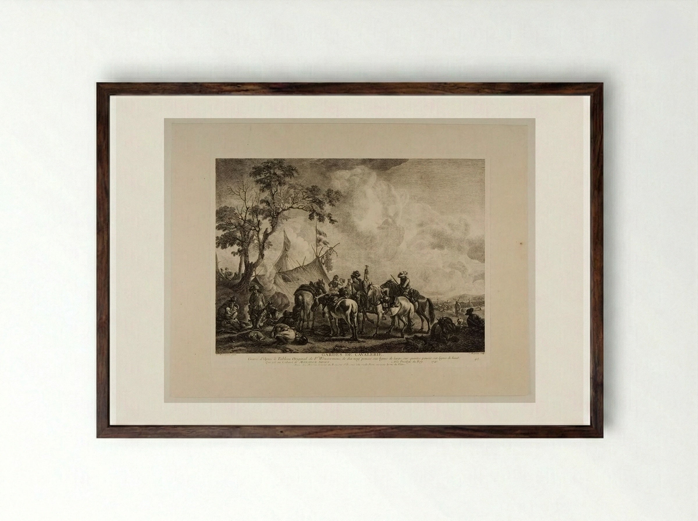 Gardes de Cavalerie - Jean Moyreau - Framed Print Dark Wood