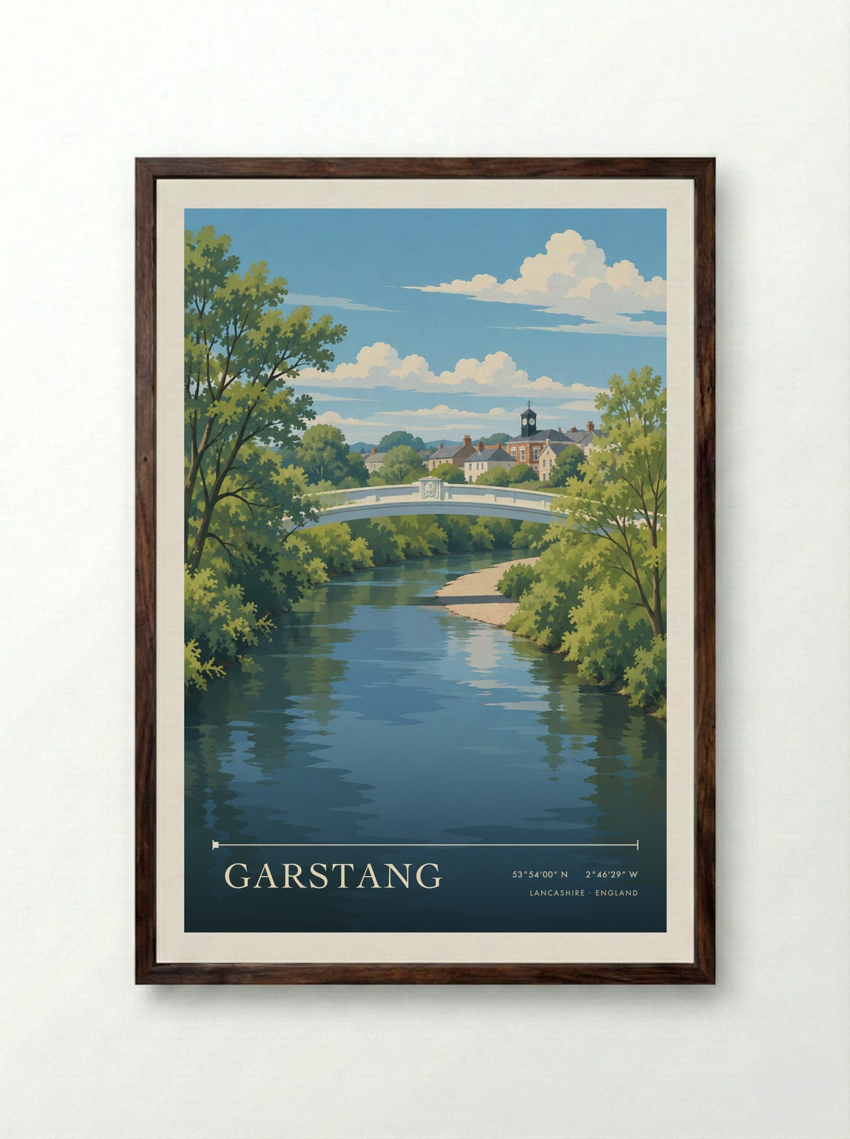 Garstang, Lancashire | Travel Poster - Framed Print Dark Wood