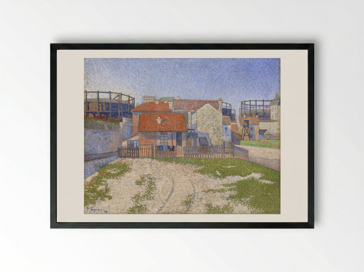 Gasometers at Clichy - Paul Signac - Framed Print Black