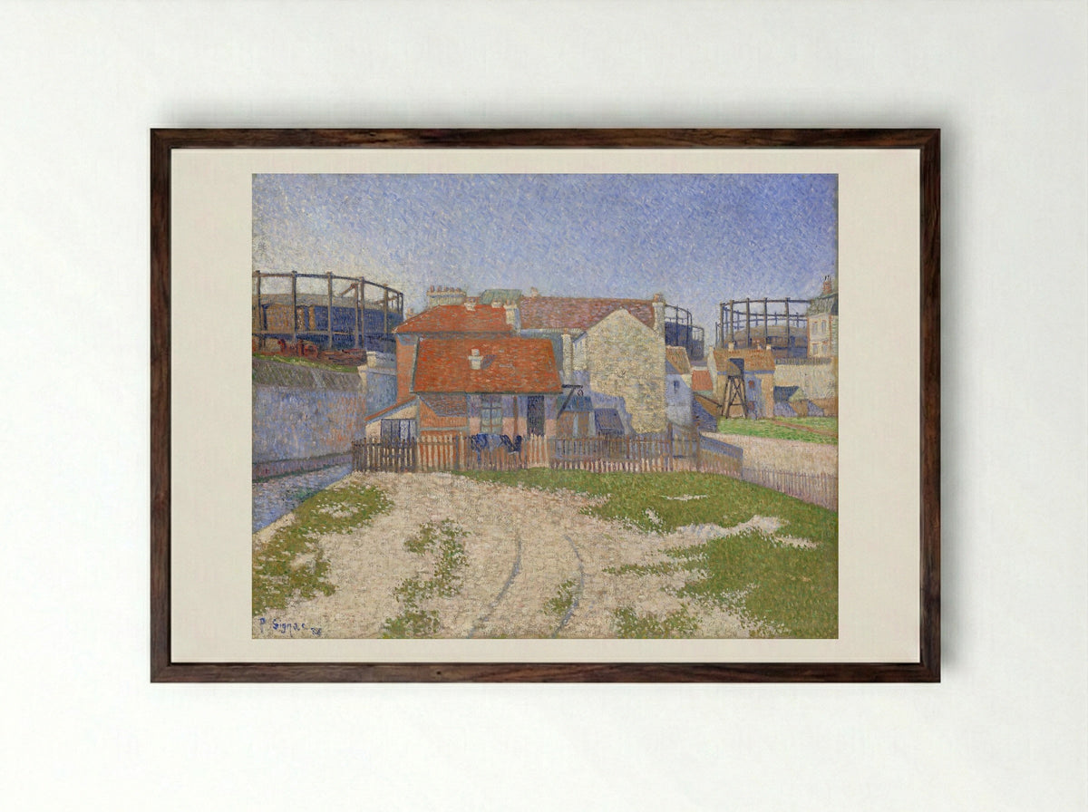 Gasometers at Clichy - Paul Signac - Framed Print Dark Wood