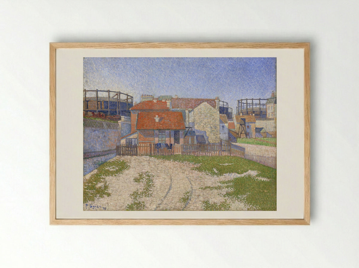 Gasometers at Clichy - Paul Signac - Framed Print Wood