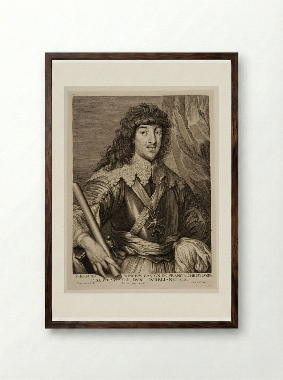 Gaston de France, duc d'Orléans - Lucas Vorsterman I - Framed Print Dark Wood