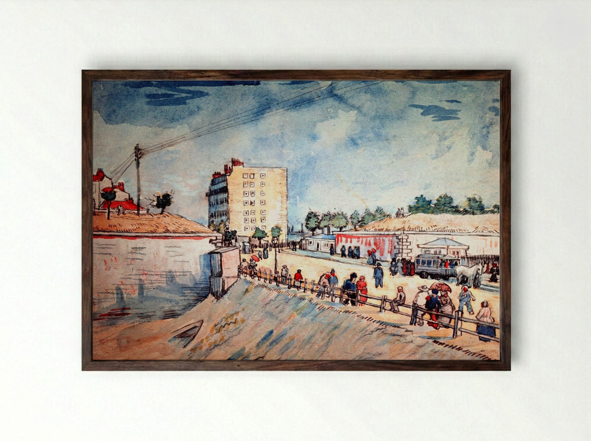 Gate in the Paris Ramparts - Vincent van Gogh - Framed Print Dark Wood