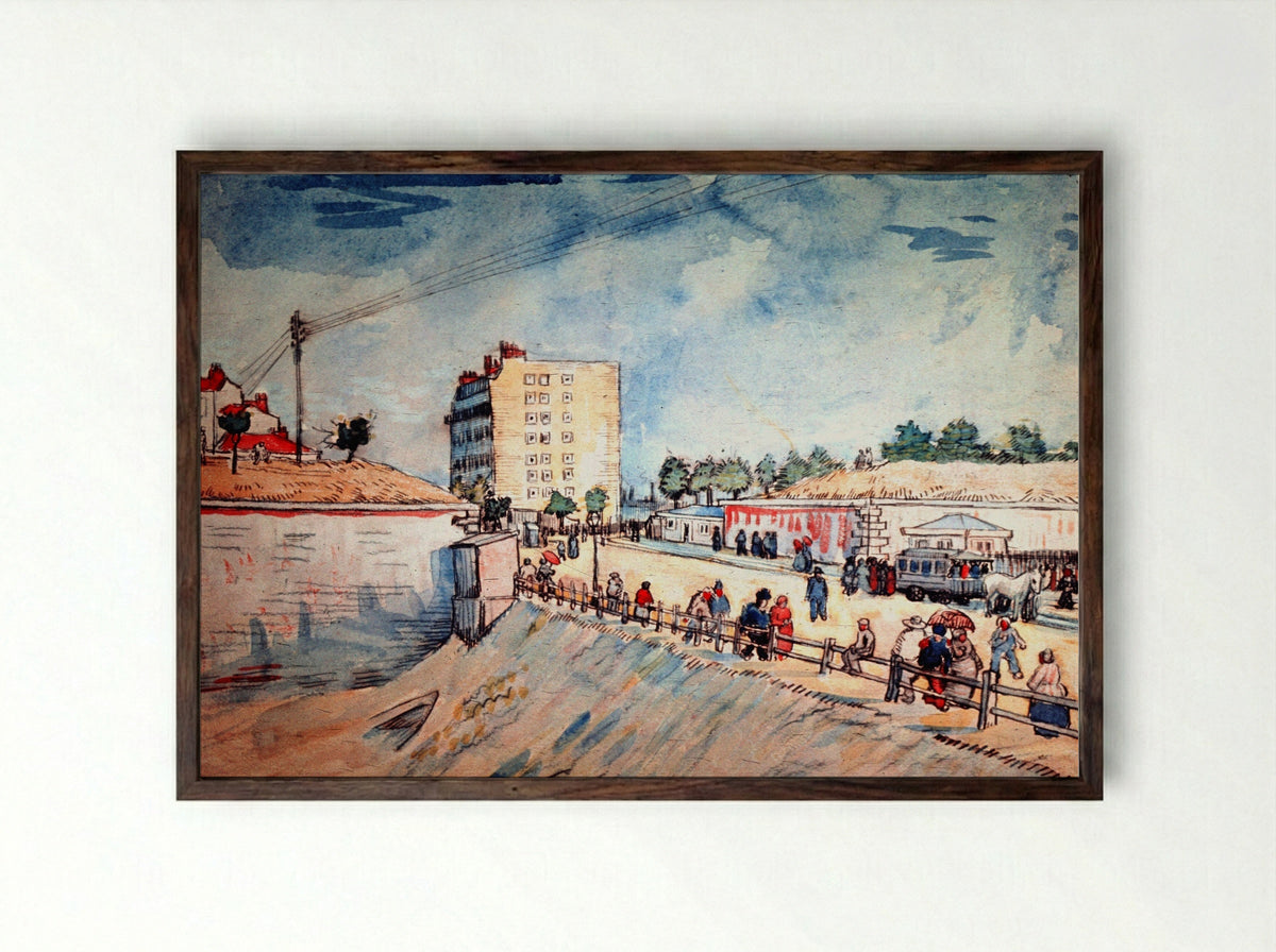 Gate in the Paris Ramparts - Vincent van Gogh - Framed Print Dark Wood