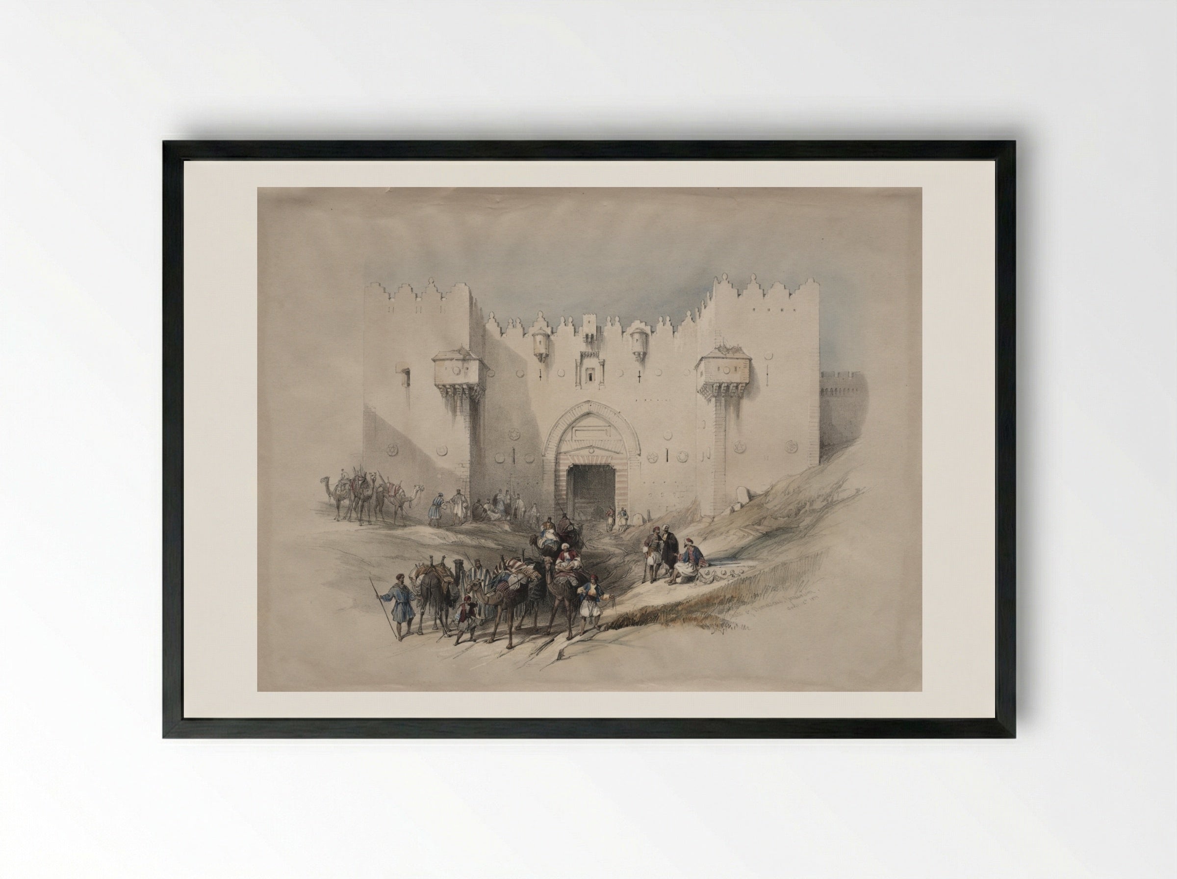 Gate of Damascus, Jerusalem - David Roberts - Framed Print Black