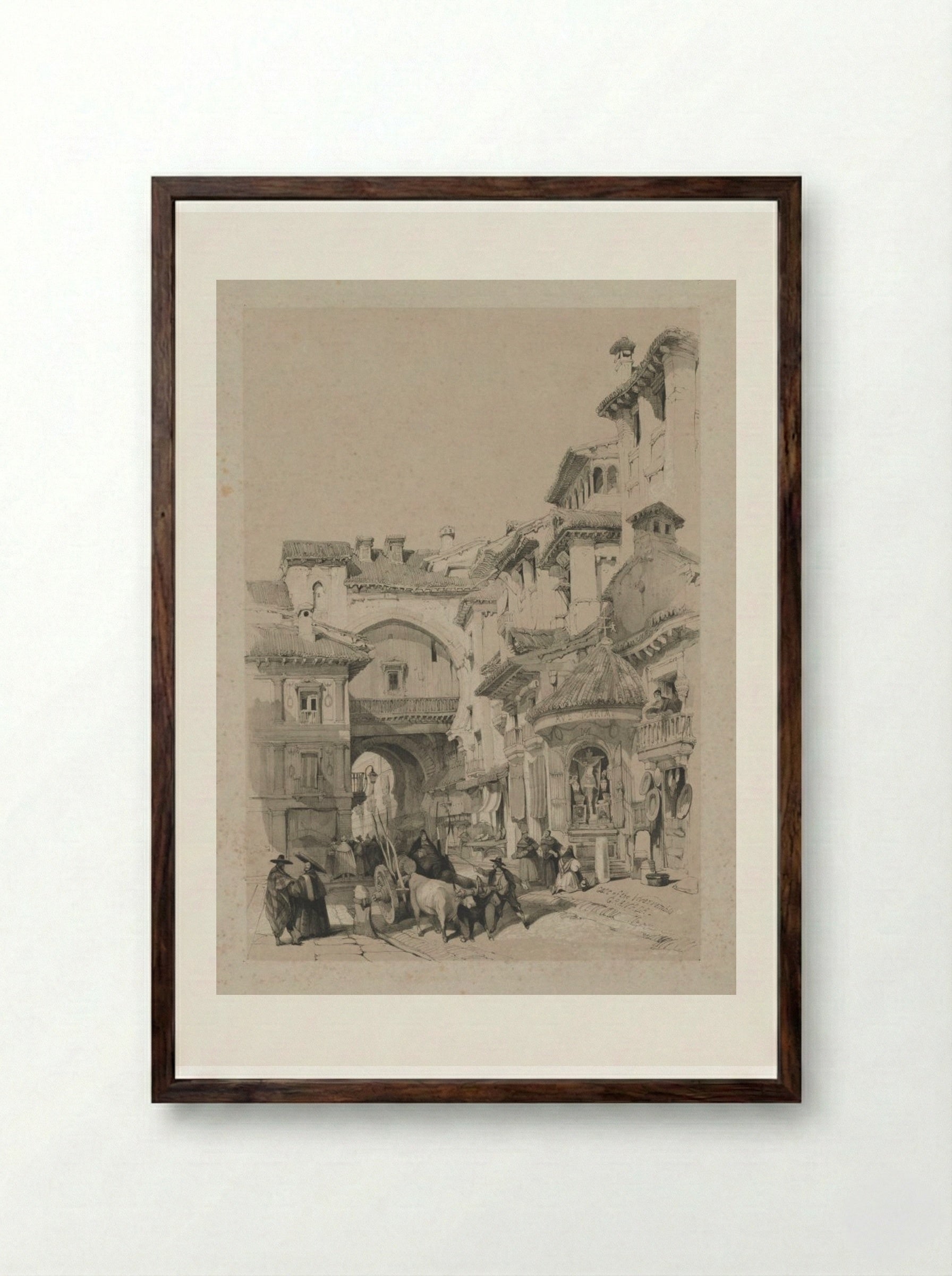 Gate of the Vivarrambla, Granada - Thomas Shotter Boys - Framed Print Dark Wood
