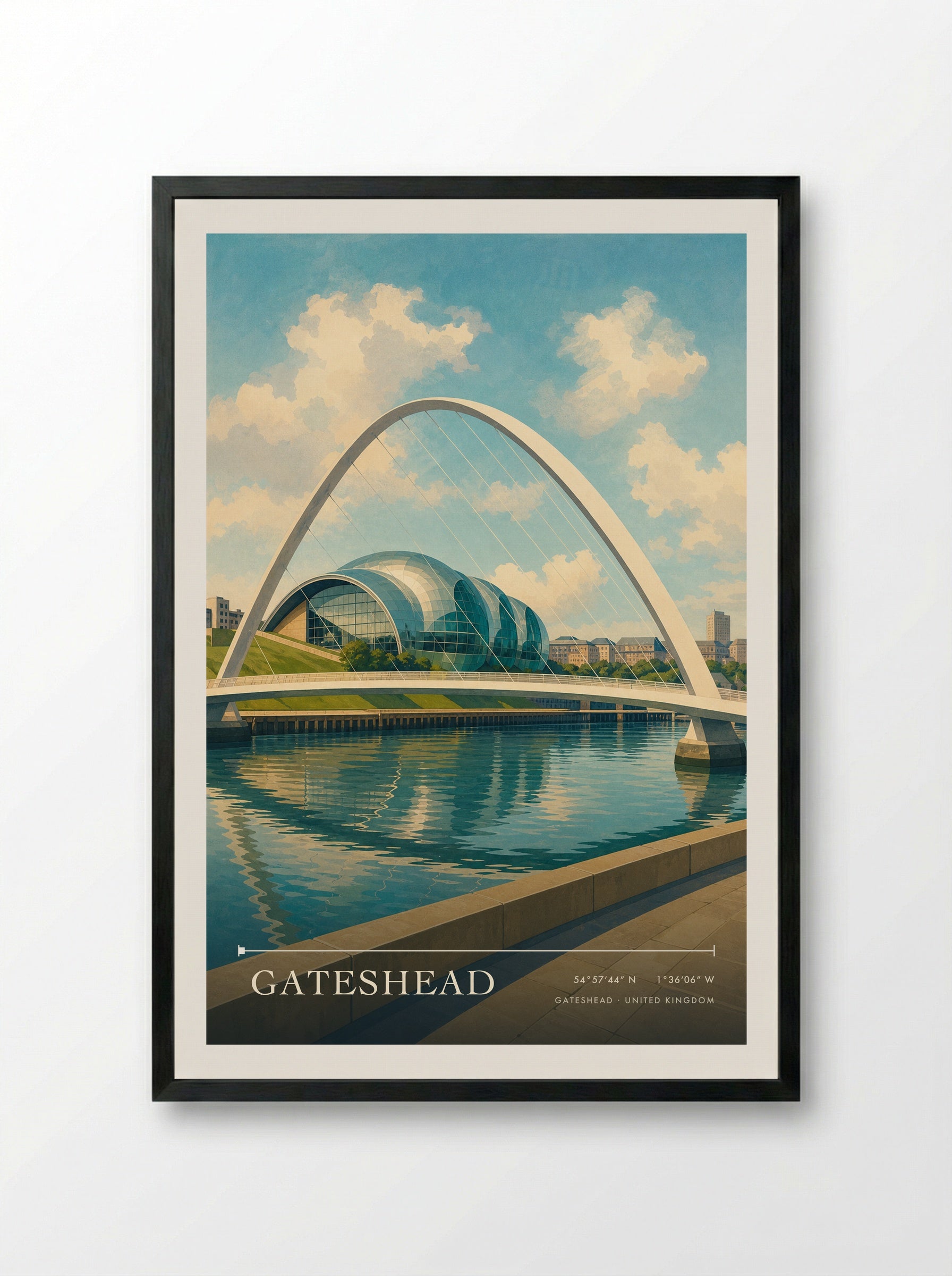 Gateshead United Kingdom Travel Poster - Framed Print Black