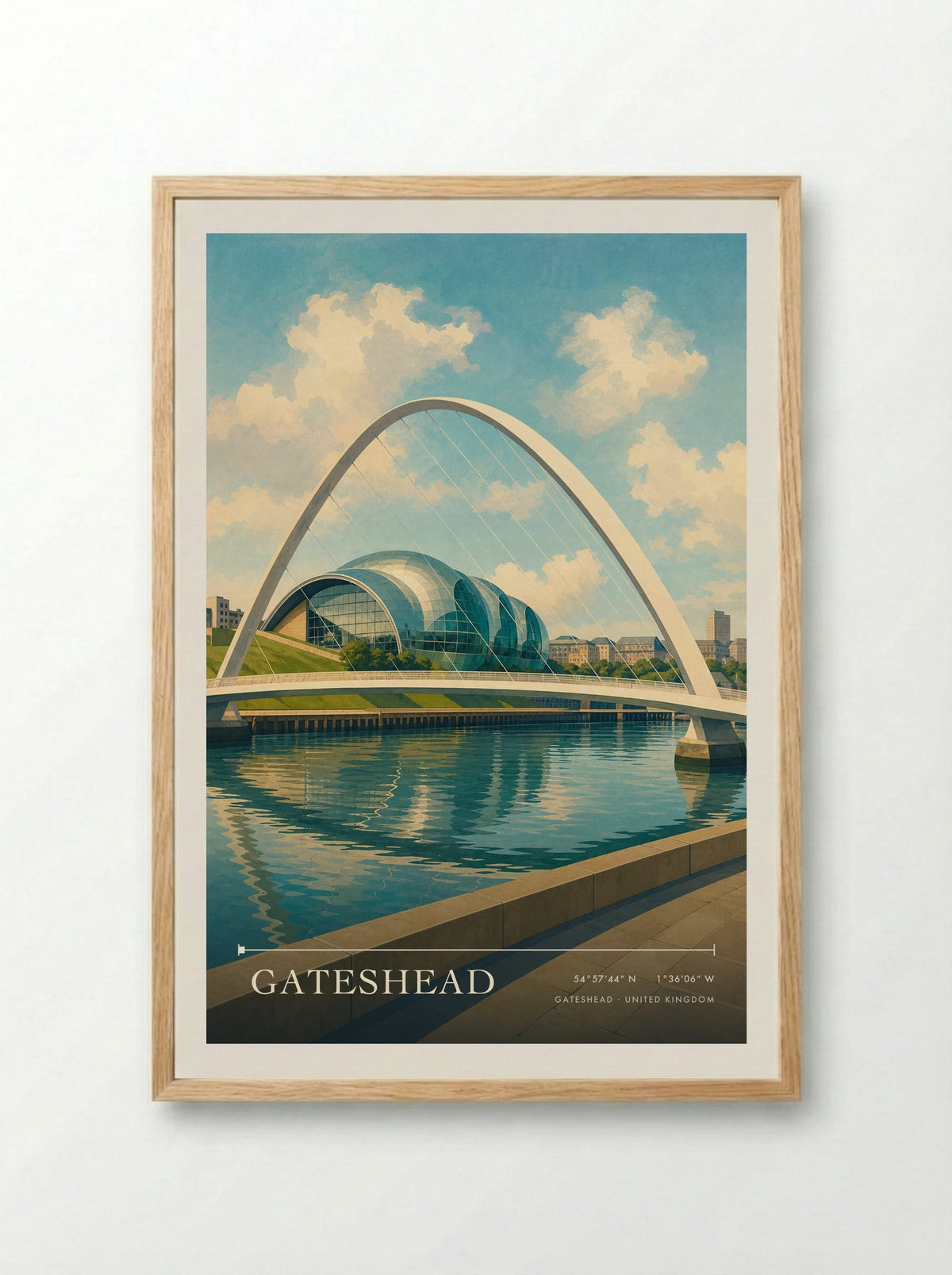 Gateshead United Kingdom Travel Poster - Framed Print Wood