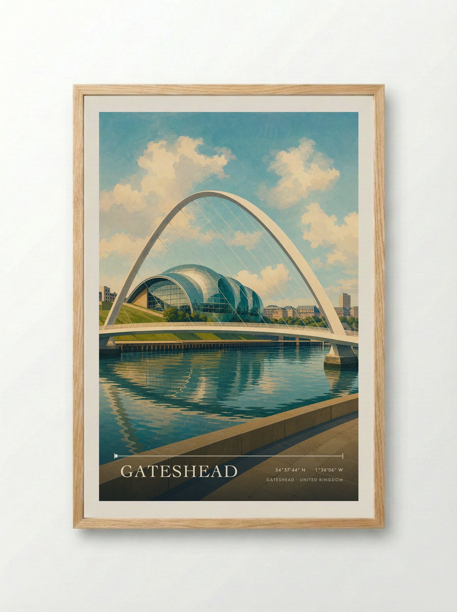 Gateshead United Kingdom Travel Poster - Framed Print Wood