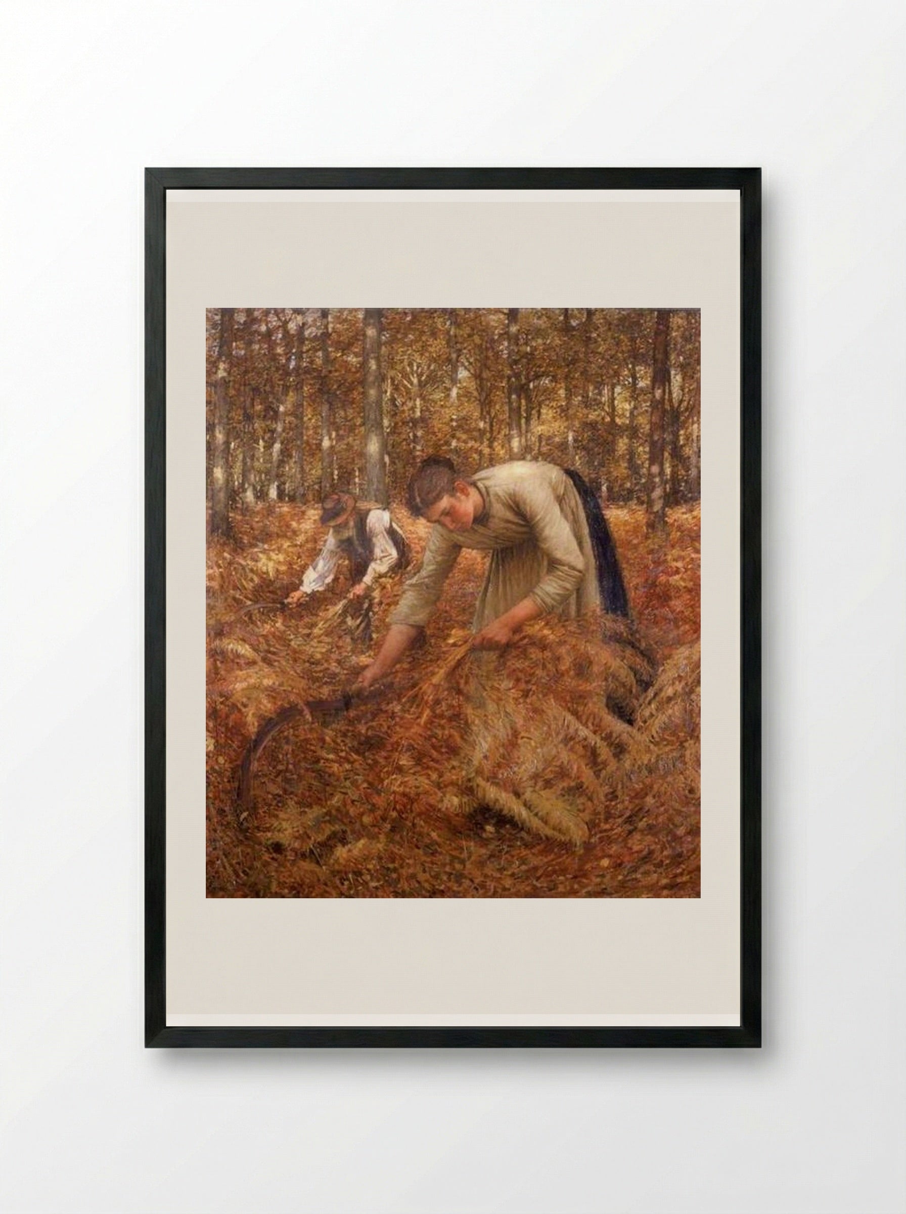 Gathering Bracken - Henry Herbert La Thangue - Framed Print Black