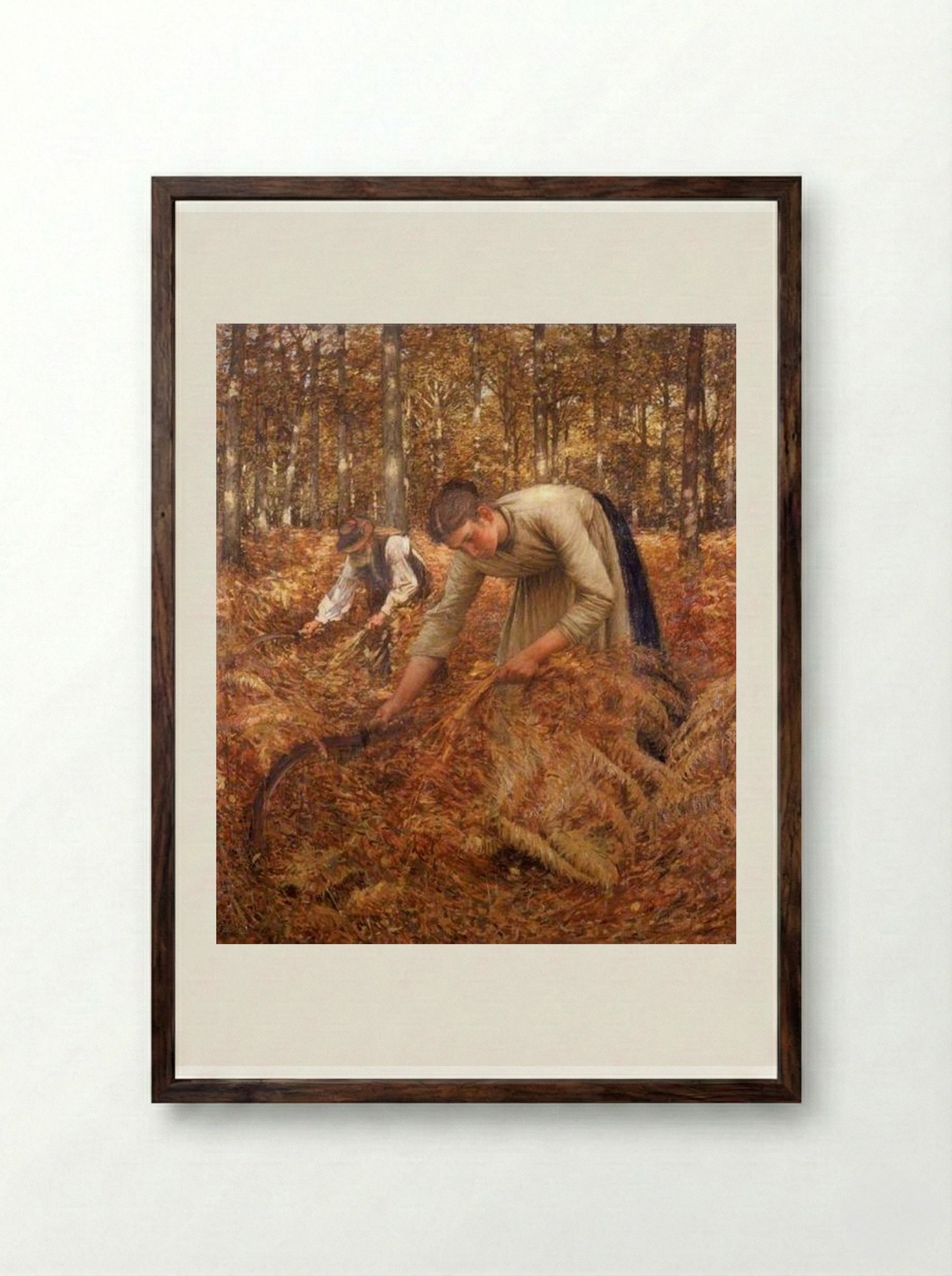 Gathering Bracken - Henry Herbert La Thangue - Framed Print Dark Wood