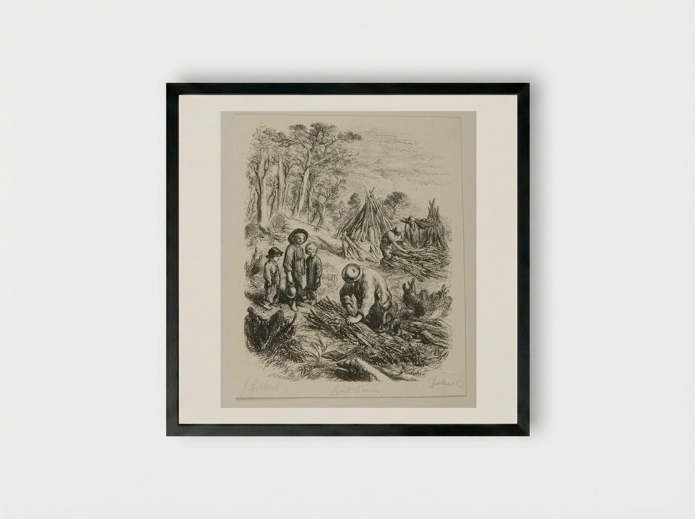 Gathering Fagots - Edward Dalziel - Framed Print Black