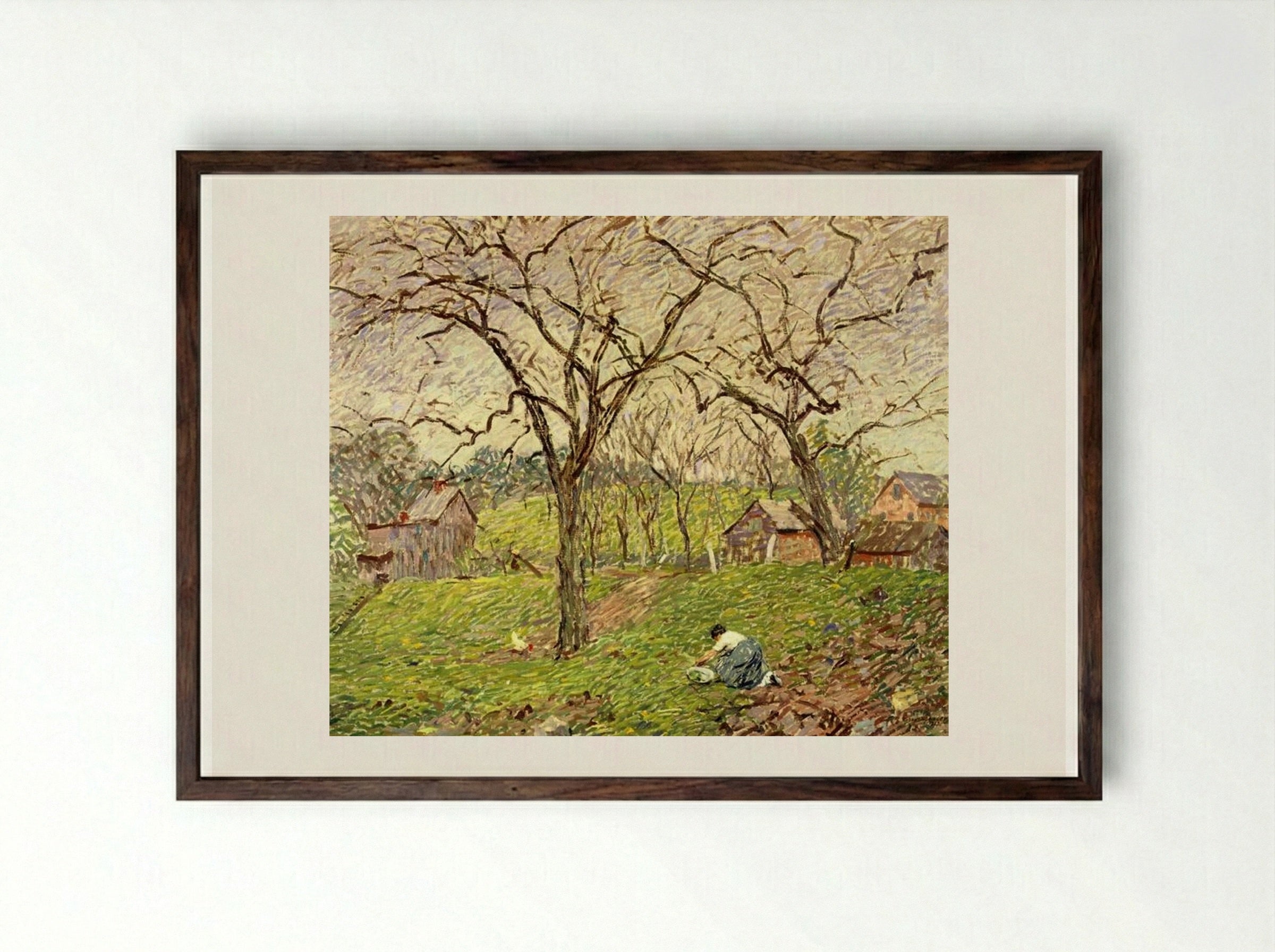 Gathering Greens - Robert Spencer - Framed Print Dark Wood