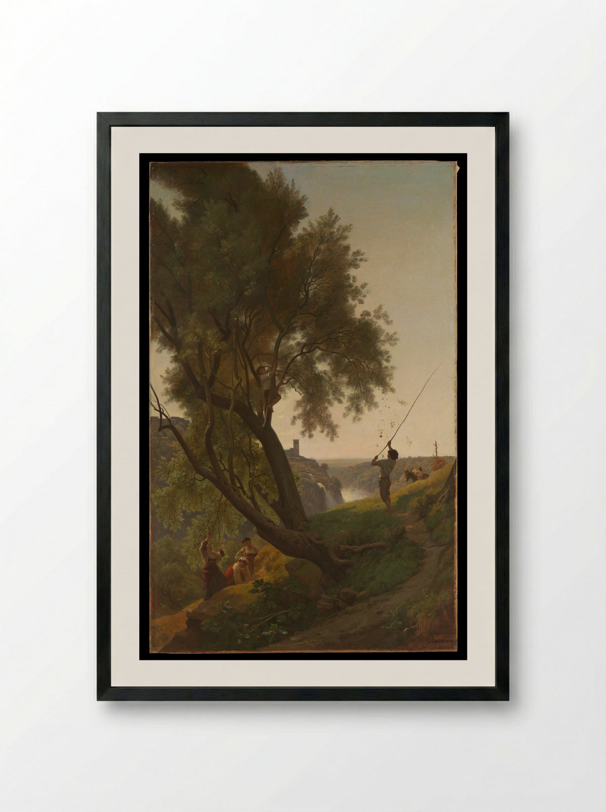 Gathering Olives at Tivoli - François-Louis Français - Framed Print Black