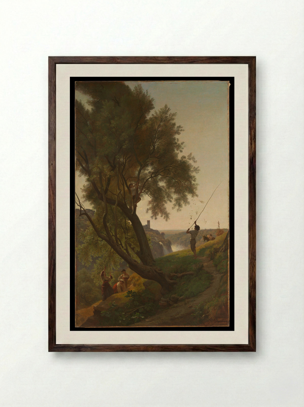 Gathering Olives at Tivoli - François-Louis Français - Framed Print Dark Wood