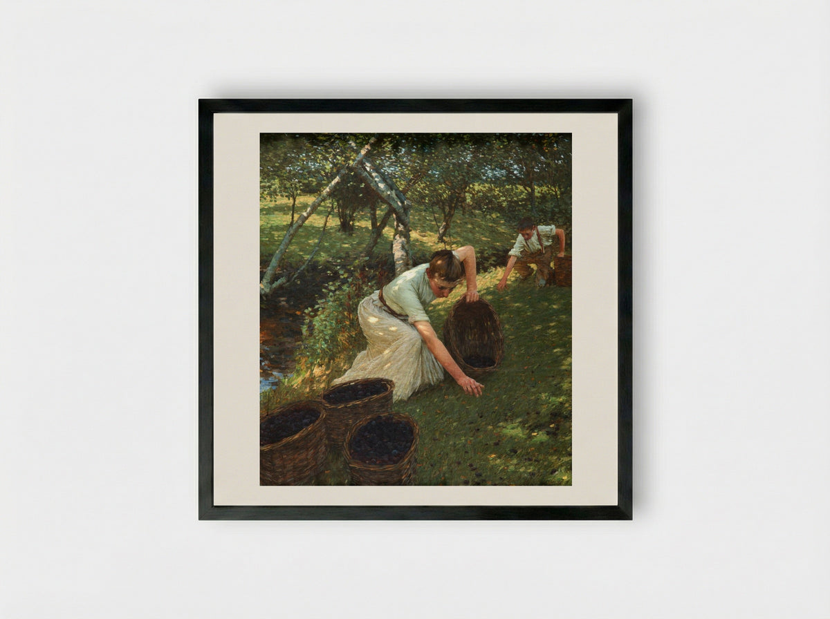 Gathering Plums - Henry Herbert La Thangue - Framed Print Black