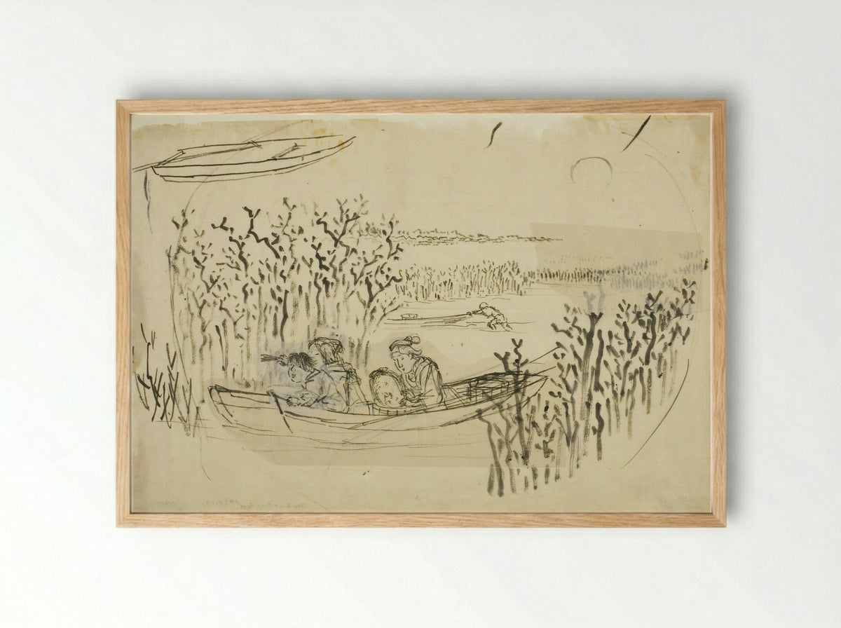 Gathering Seaweed at Omori - Utagawa Kuniyoshi - Framed Print Wood