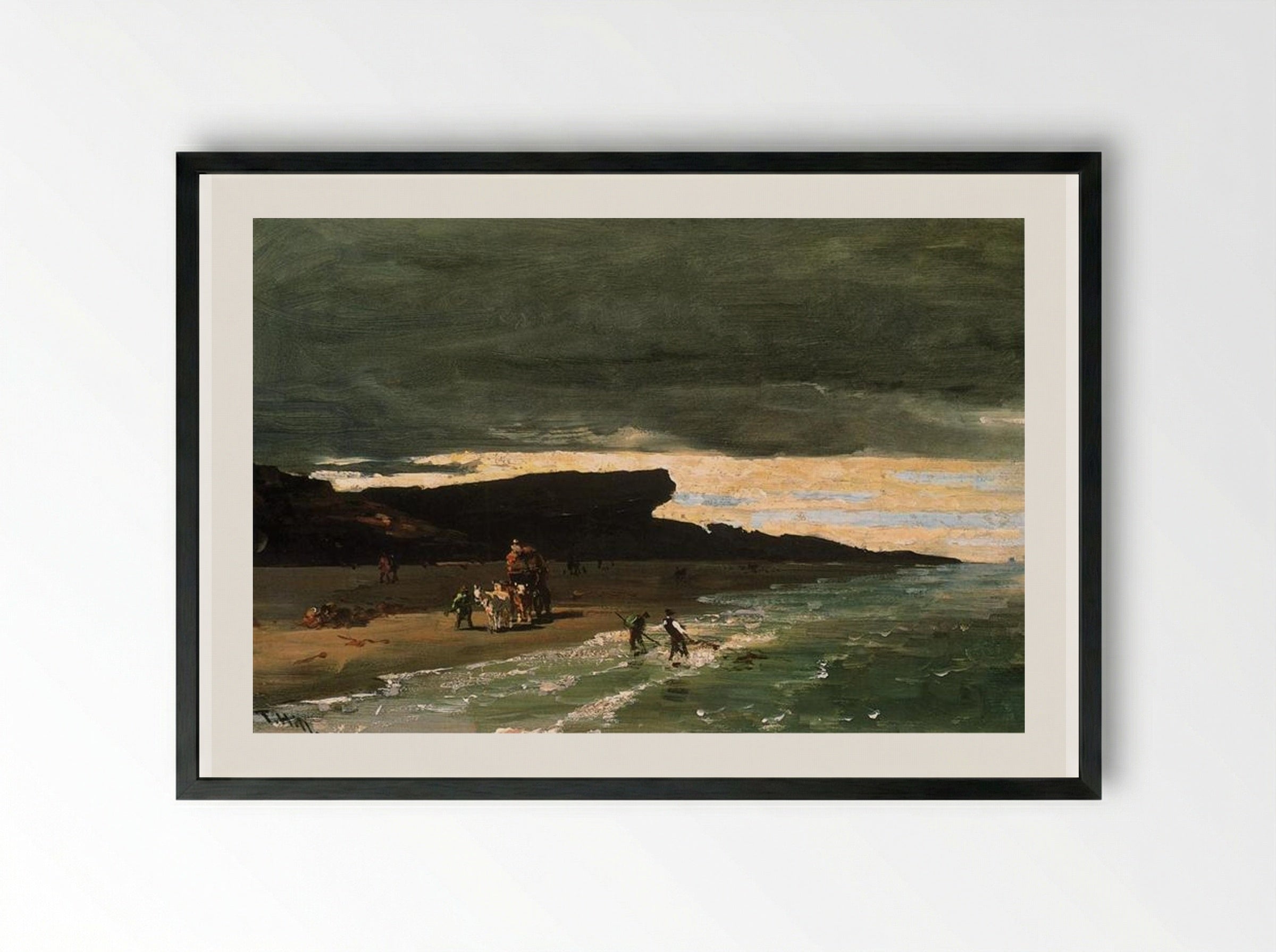 Gathering Sedge - Thomas Hill - Framed Print Black