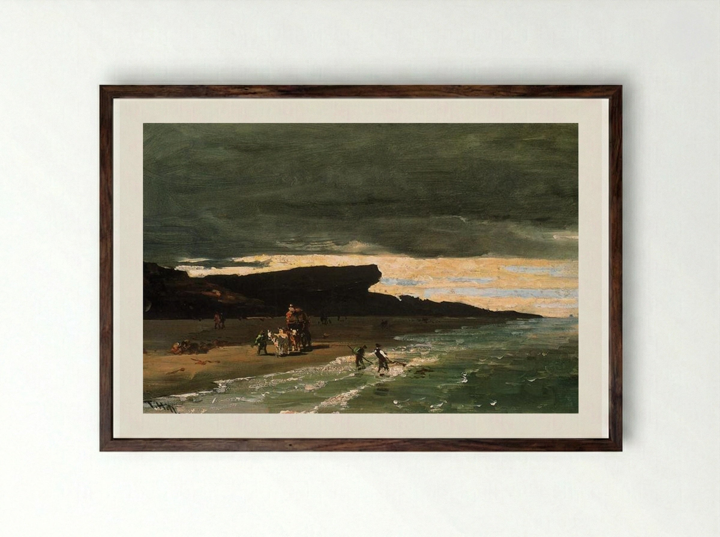 Gathering Sedge - Thomas Hill - Framed Print Dark Wood