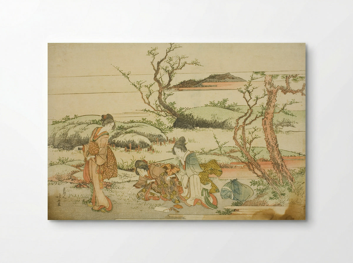 Gathering Spring Greens, from the album Fuji in Spring (Haru no Fuji) - Katsushika Hokusai - Poster