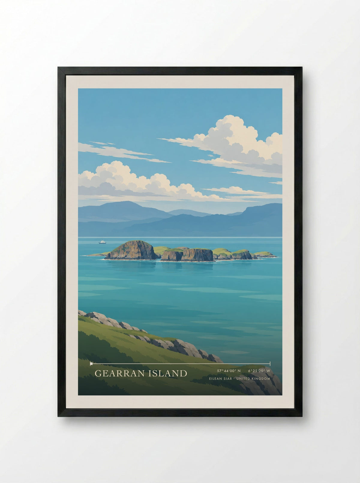 Gearran Island, Eilean Siar | Travel Poster - Framed Print Black
