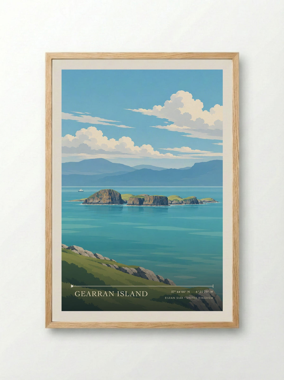 Gearran Island, Eilean Siar | Travel Poster - Framed Print Wood