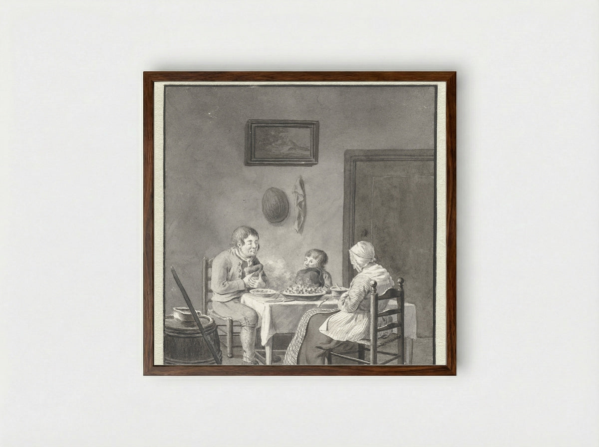 Gebed voor de maaltijd - Hendrik Jan van Amerom - Framed Print Dark Wood