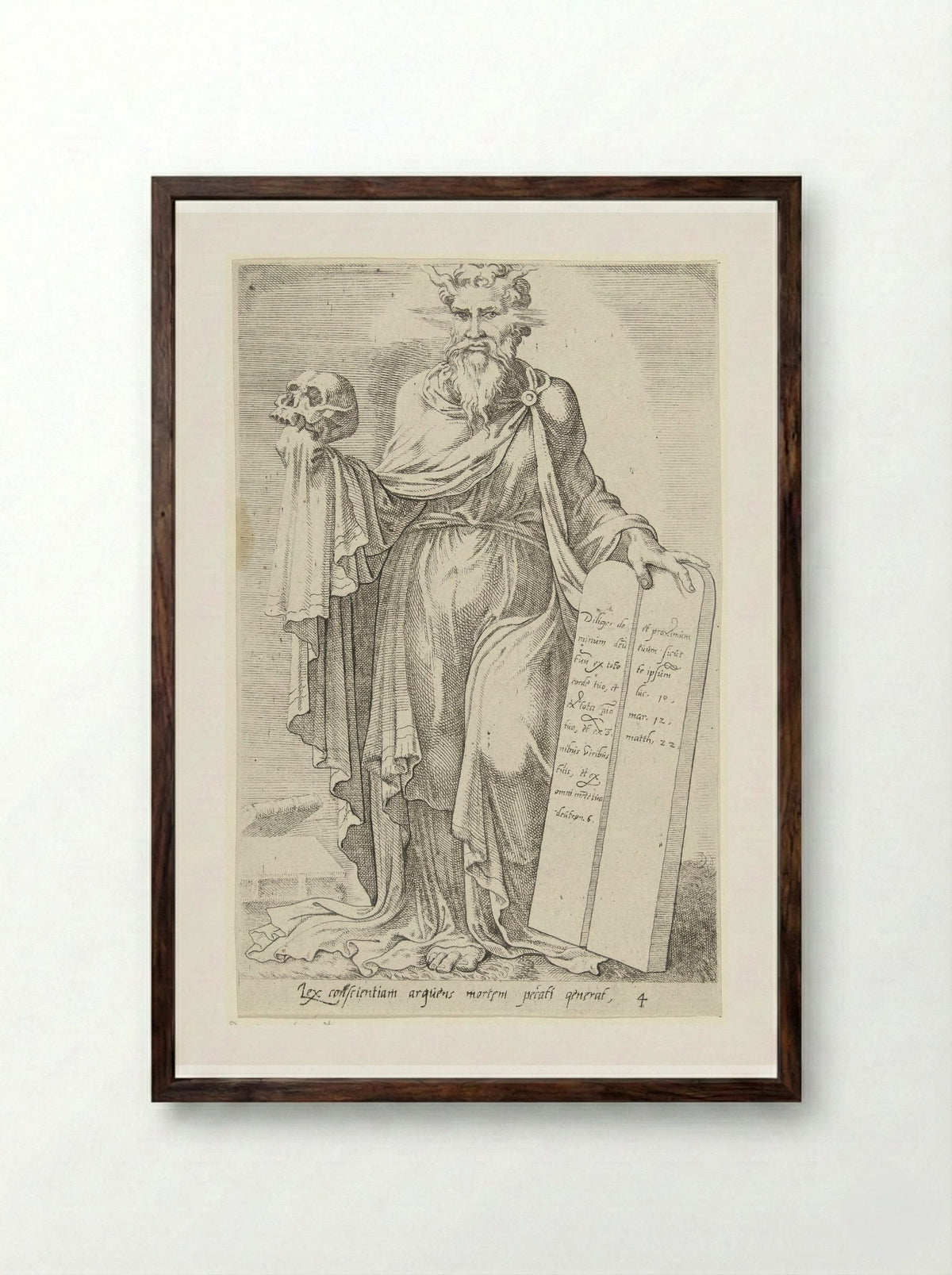 Gebod der liefde veroorzaakt de dood van de zonde - Dirck Volckertsz. Coornhert - Framed Print Dark Wood