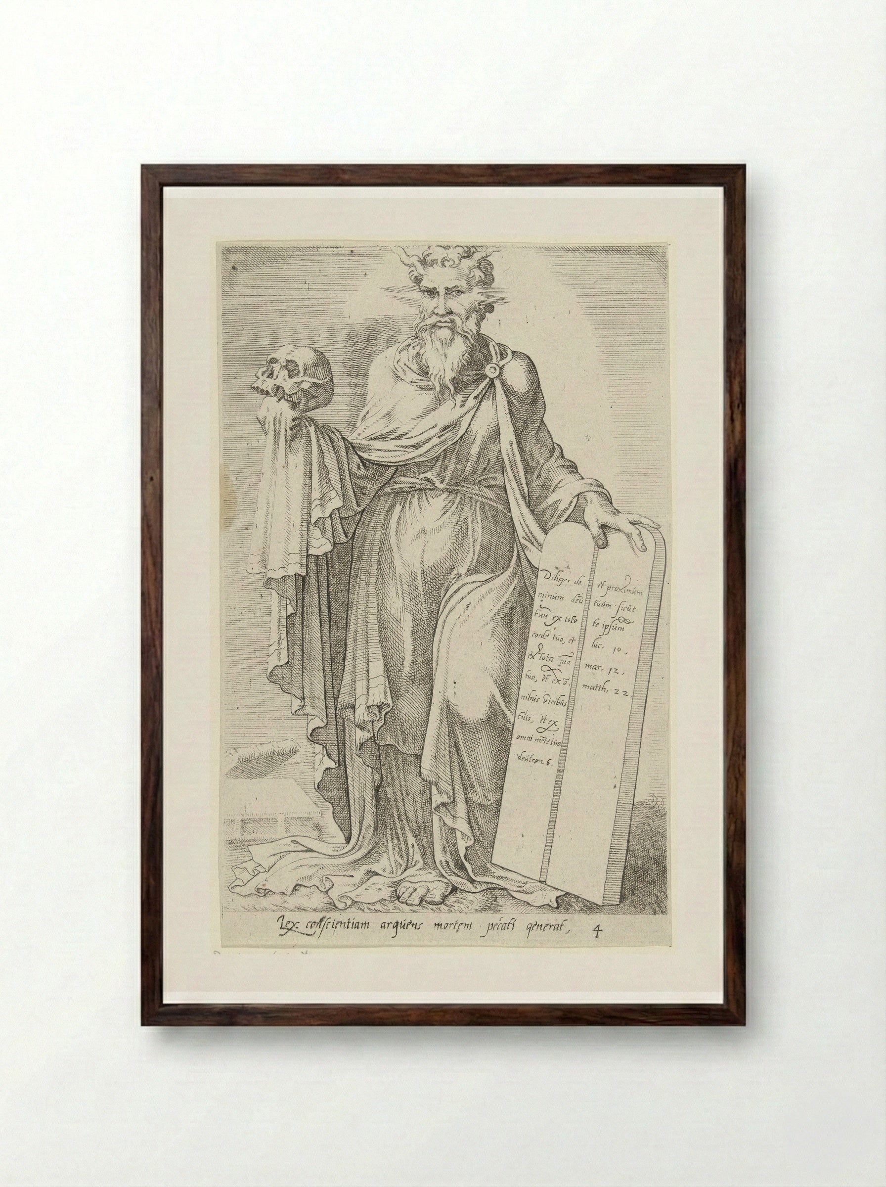 Gebod der liefde veroorzaakt de dood van de zonde - Dirck Volckertsz. Coornhert - Framed Print Dark Wood