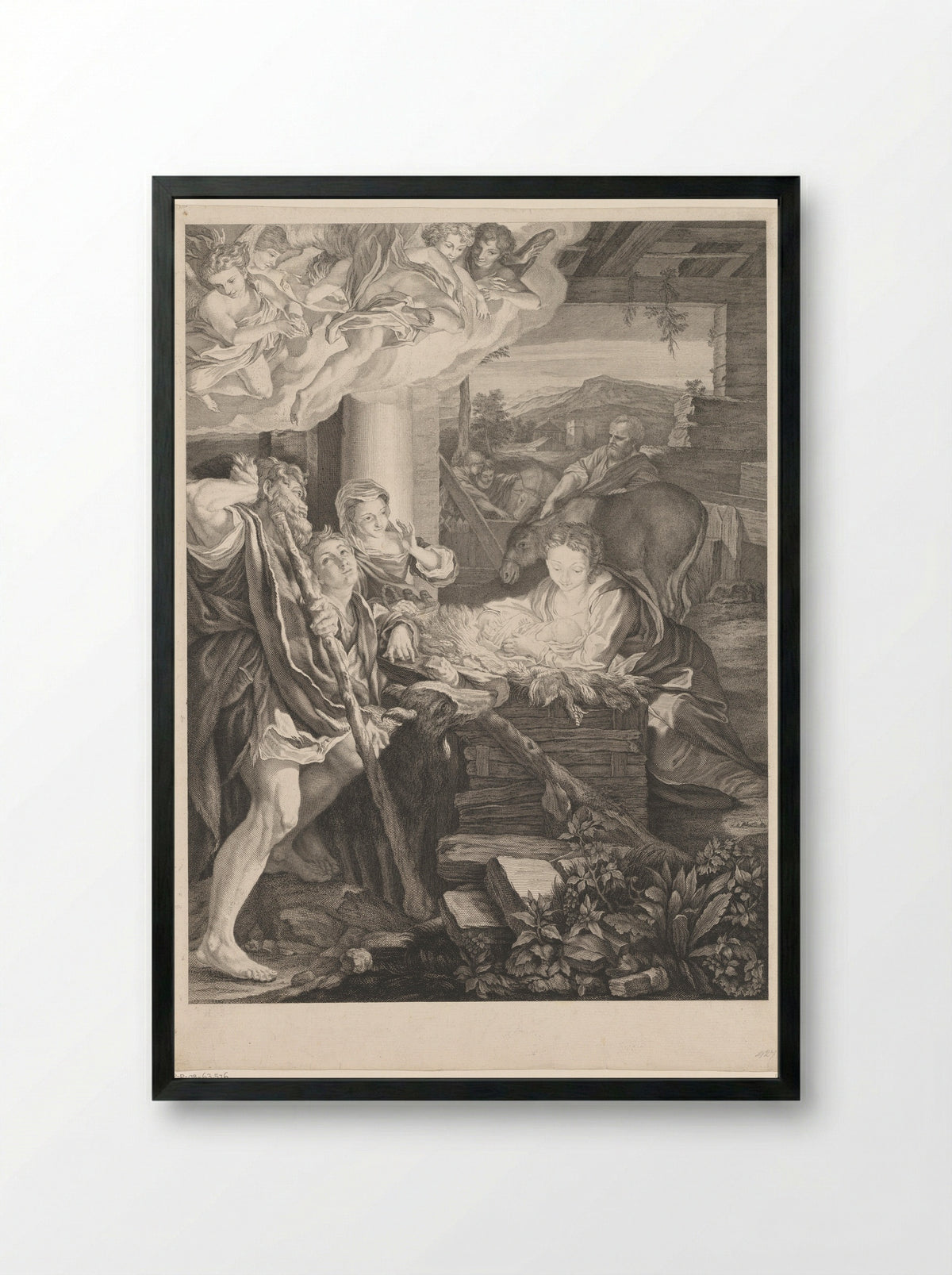 Geboorte van Christus - Pierre Louis Surugue - Framed Print Black