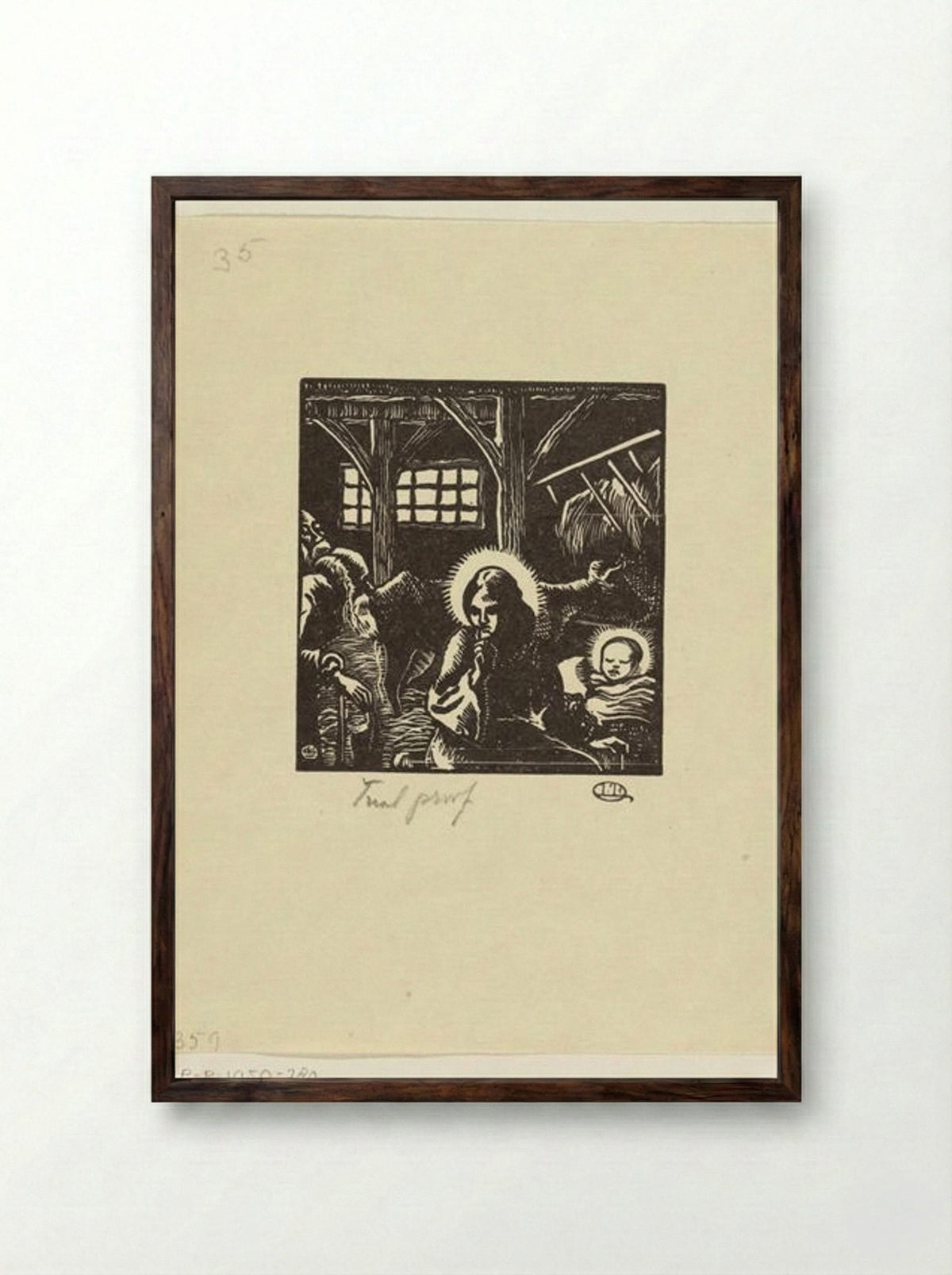 Geboorte van Christus - Lucien Pissarro - Framed Print Dark Wood