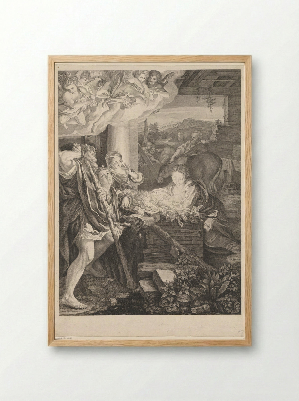 Geboorte van Christus - Pierre Louis Surugue - Framed Print Wood
