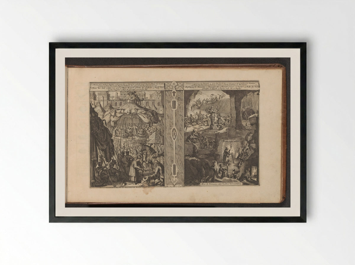 Geboorteviering van Mongolië; Diamantmijn - Romeyn de Hooghe - Framed Print Black