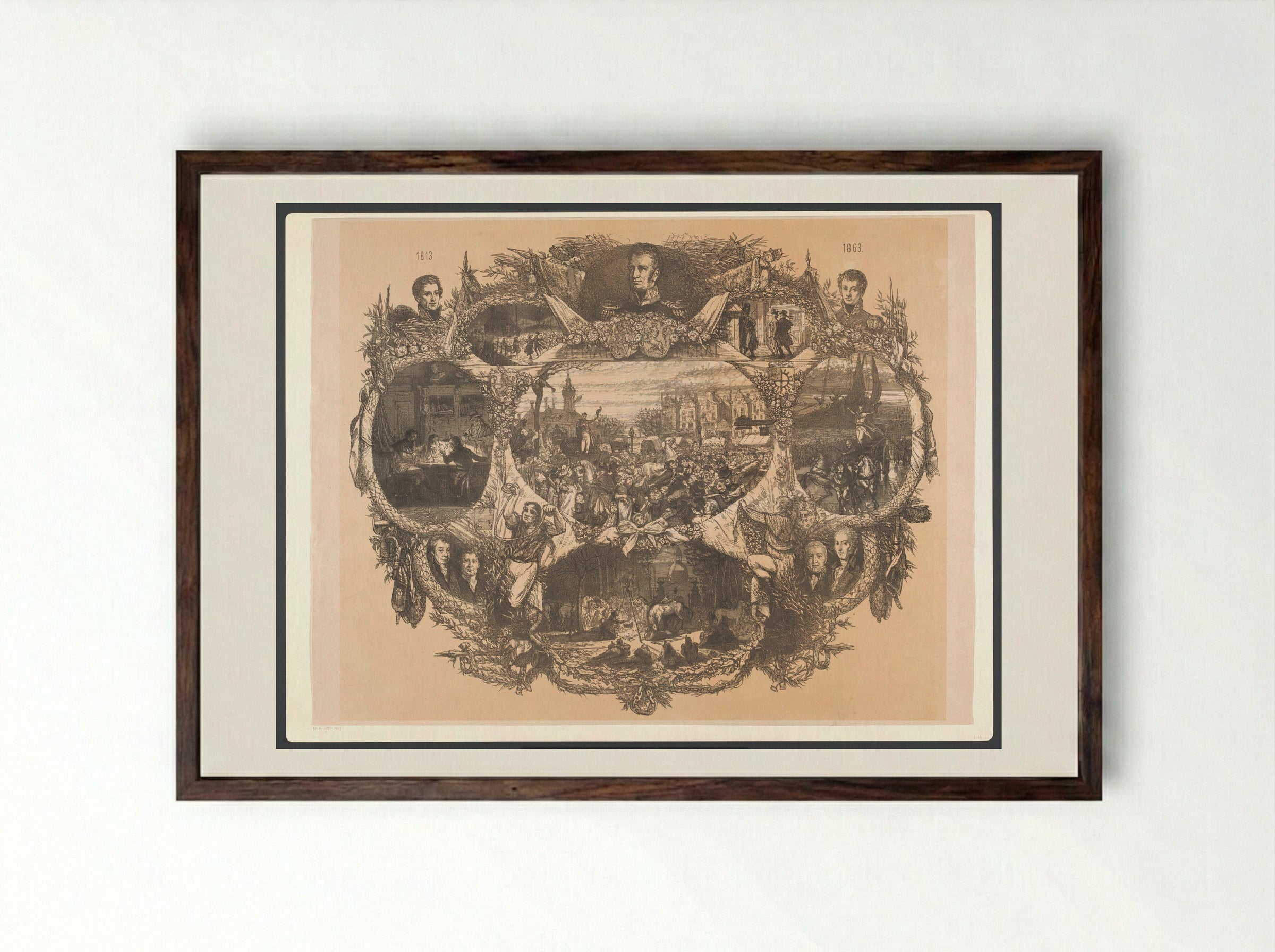 Gedenkplaat bij de novemberfeesten in 1863 - August Allebé - Framed Print Dark Wood