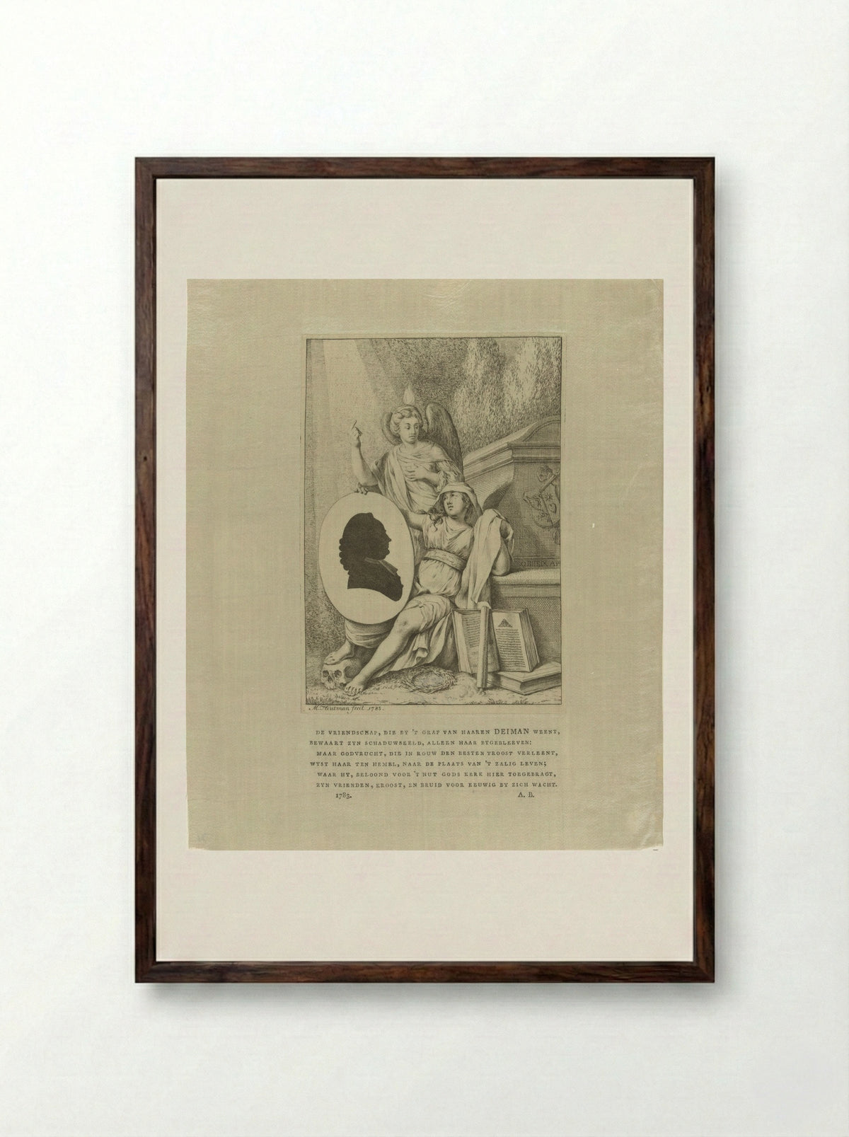 Gedenkteken voor Johan Diederich Deiman - Monogrammist AB - Framed Print Dark Wood
