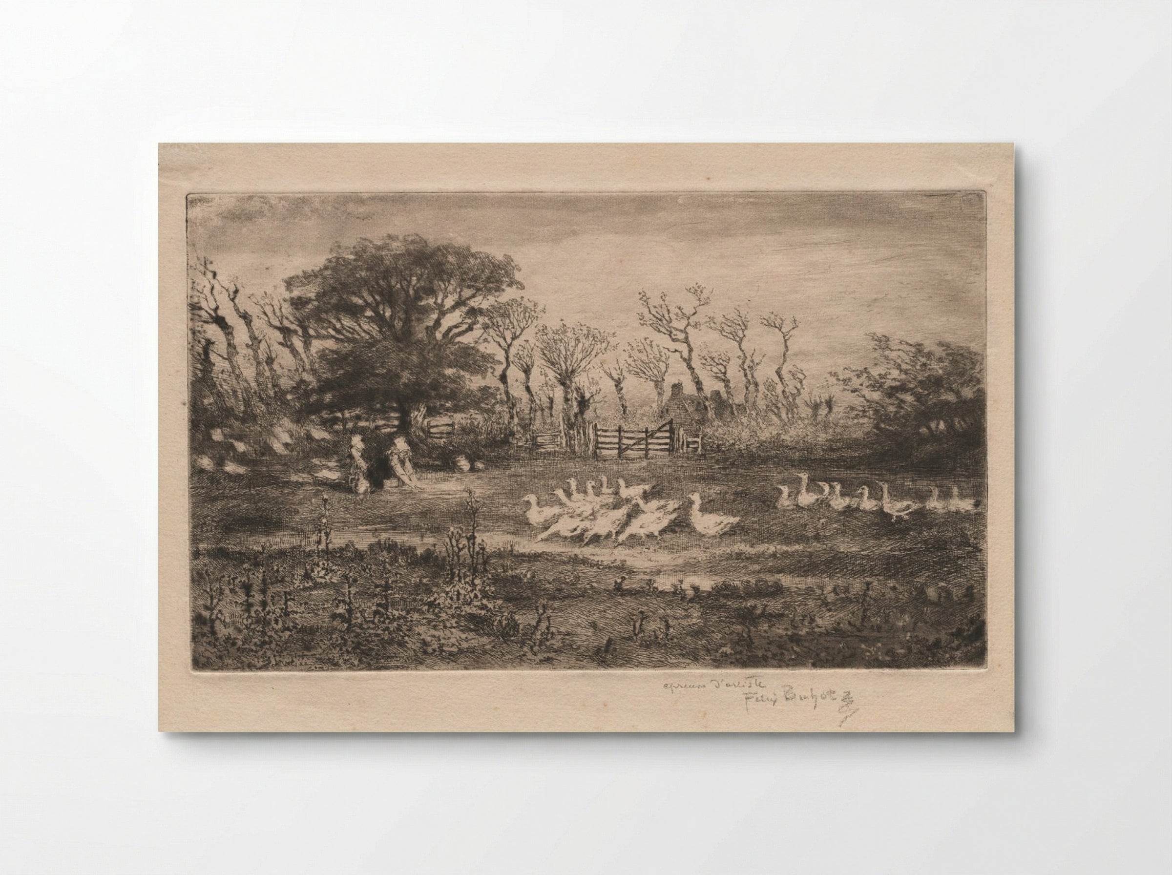 Geese - Félix Hilaire Buhot - Poster