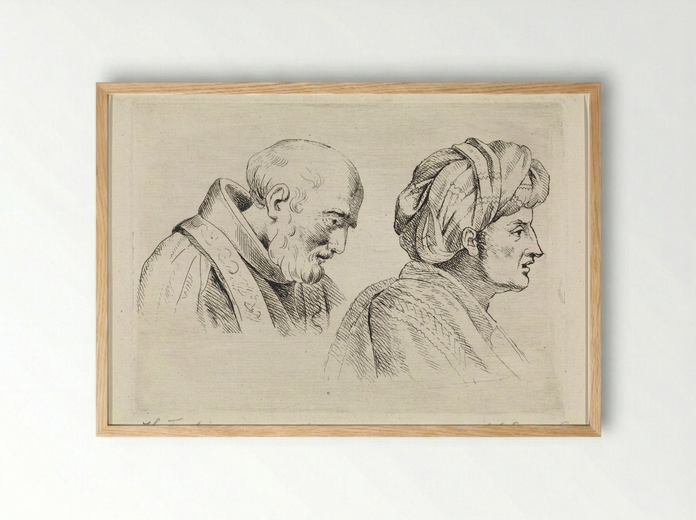 Geestelijke en een man met tulband - Henricus Turken - Framed Print Wood