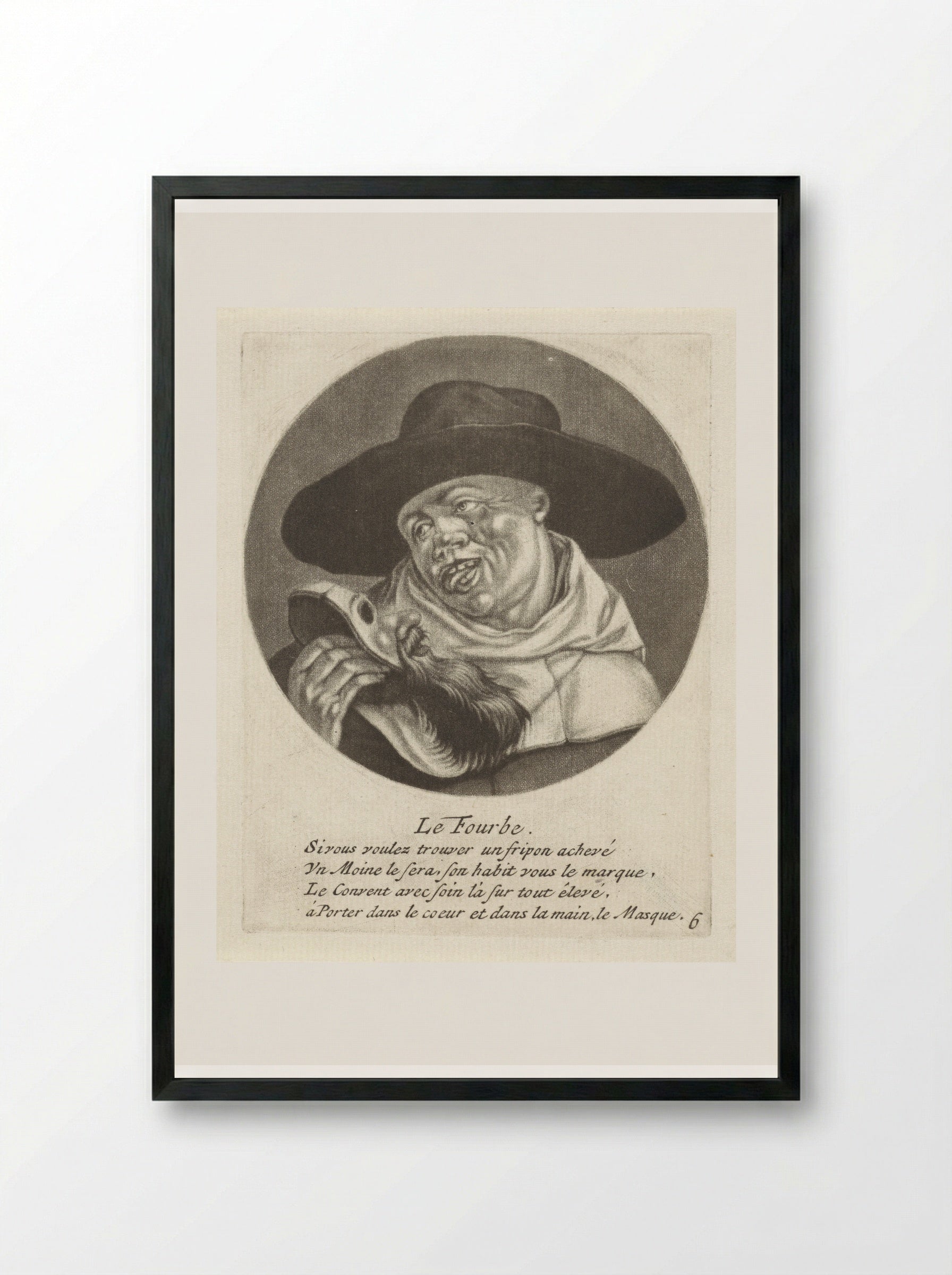 Geestelijke met een masker (Le Fourbe) - Jacob Gole - Framed Print Black
