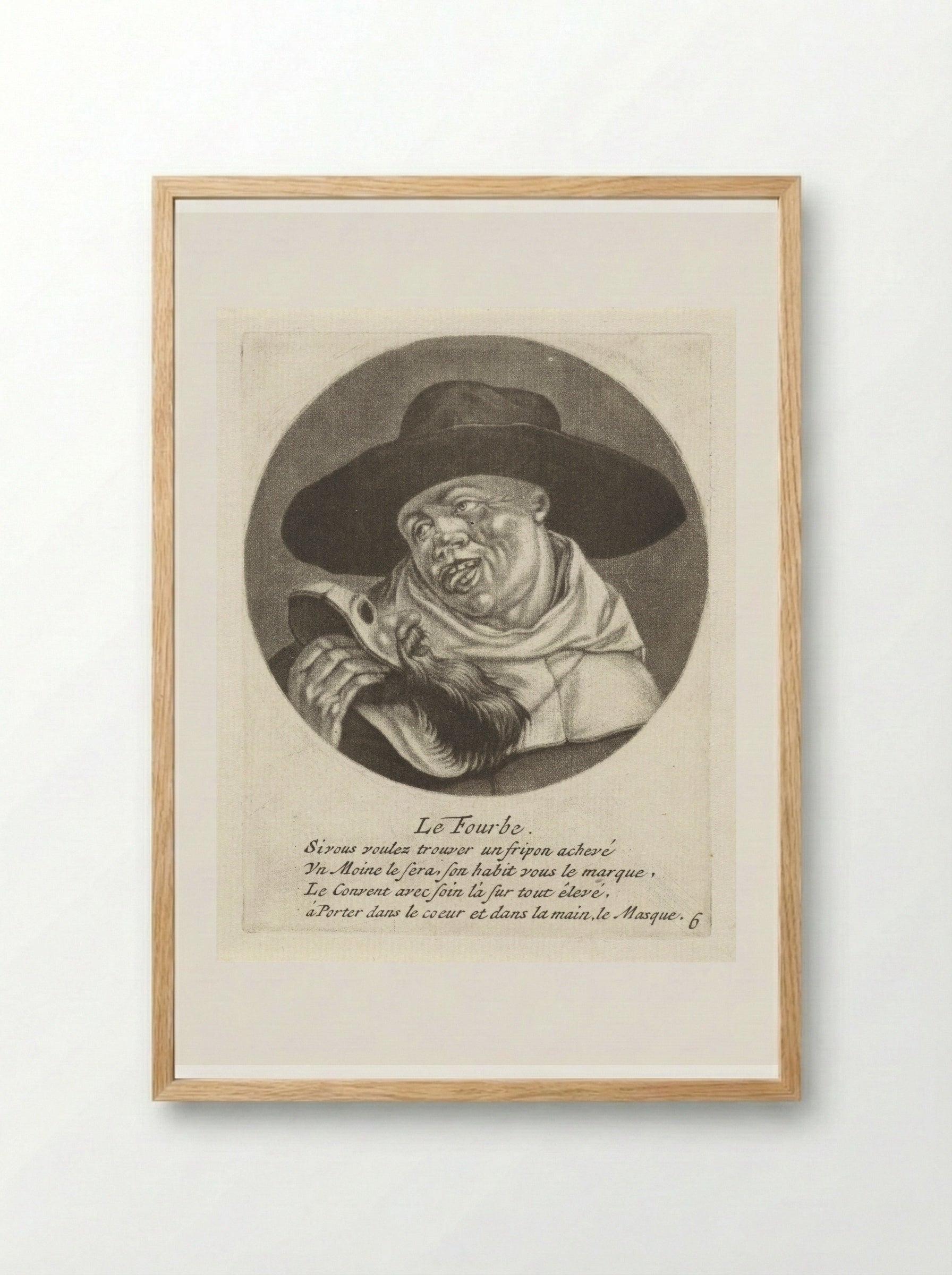 Geestelijke met een masker (Le Fourbe) - Jacob Gole - Framed Print Wood