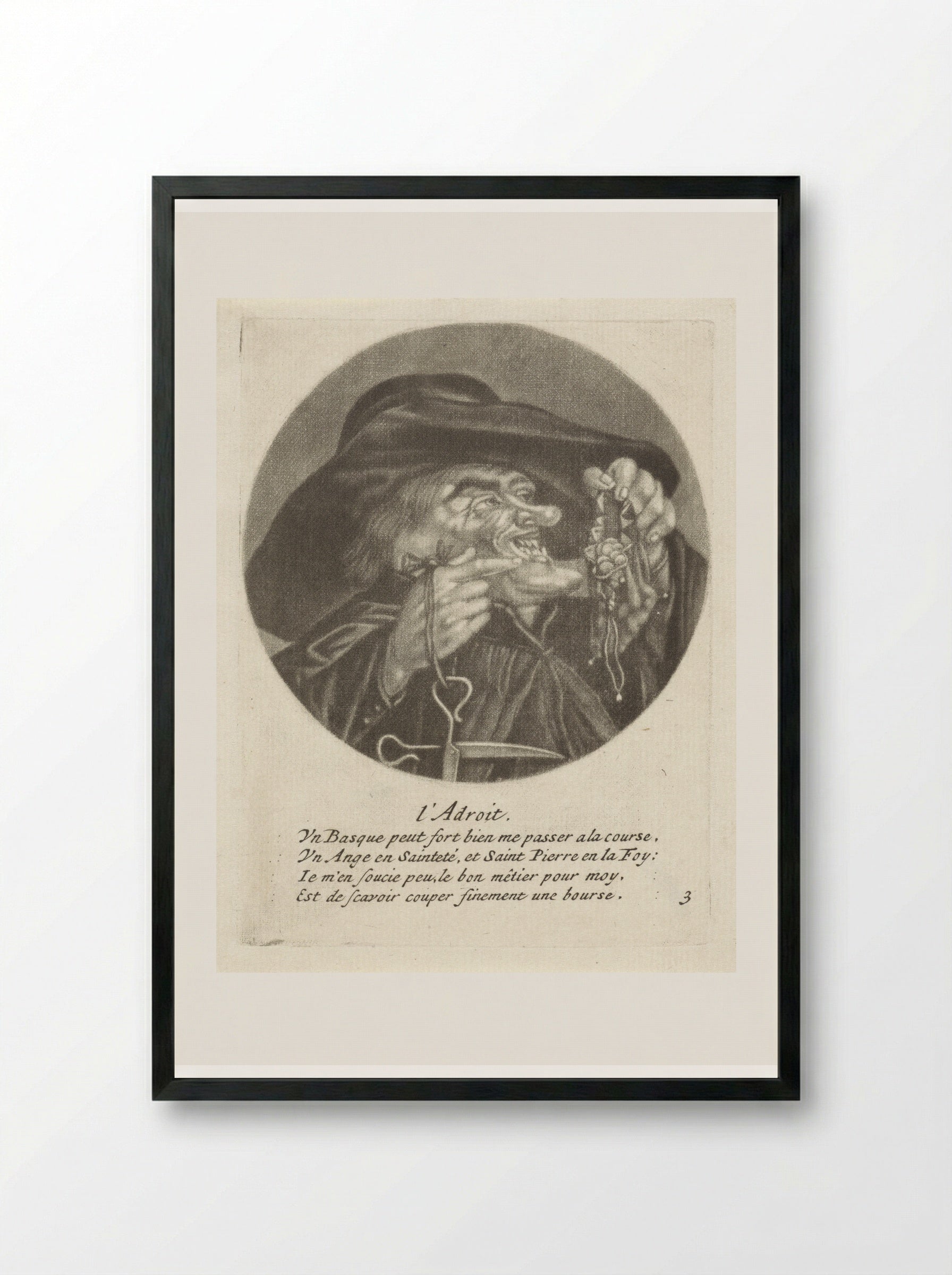 Geestelijke met geldbuidel - Jacob Gole - Framed Print Black
