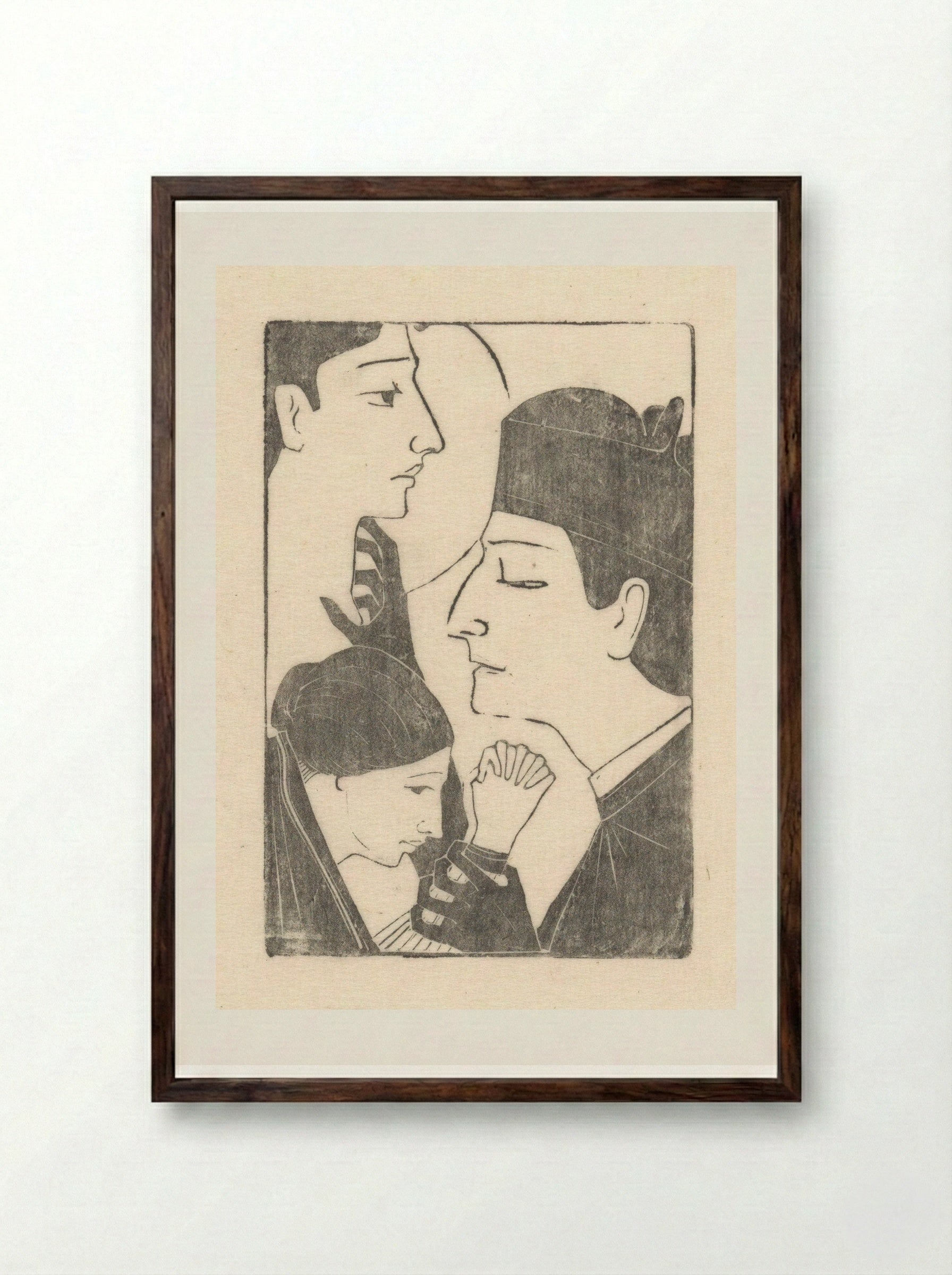 Geestelijke met vrouw en jongeling - Karel Petrus Cornelis de Bazel - Framed Print Dark Wood