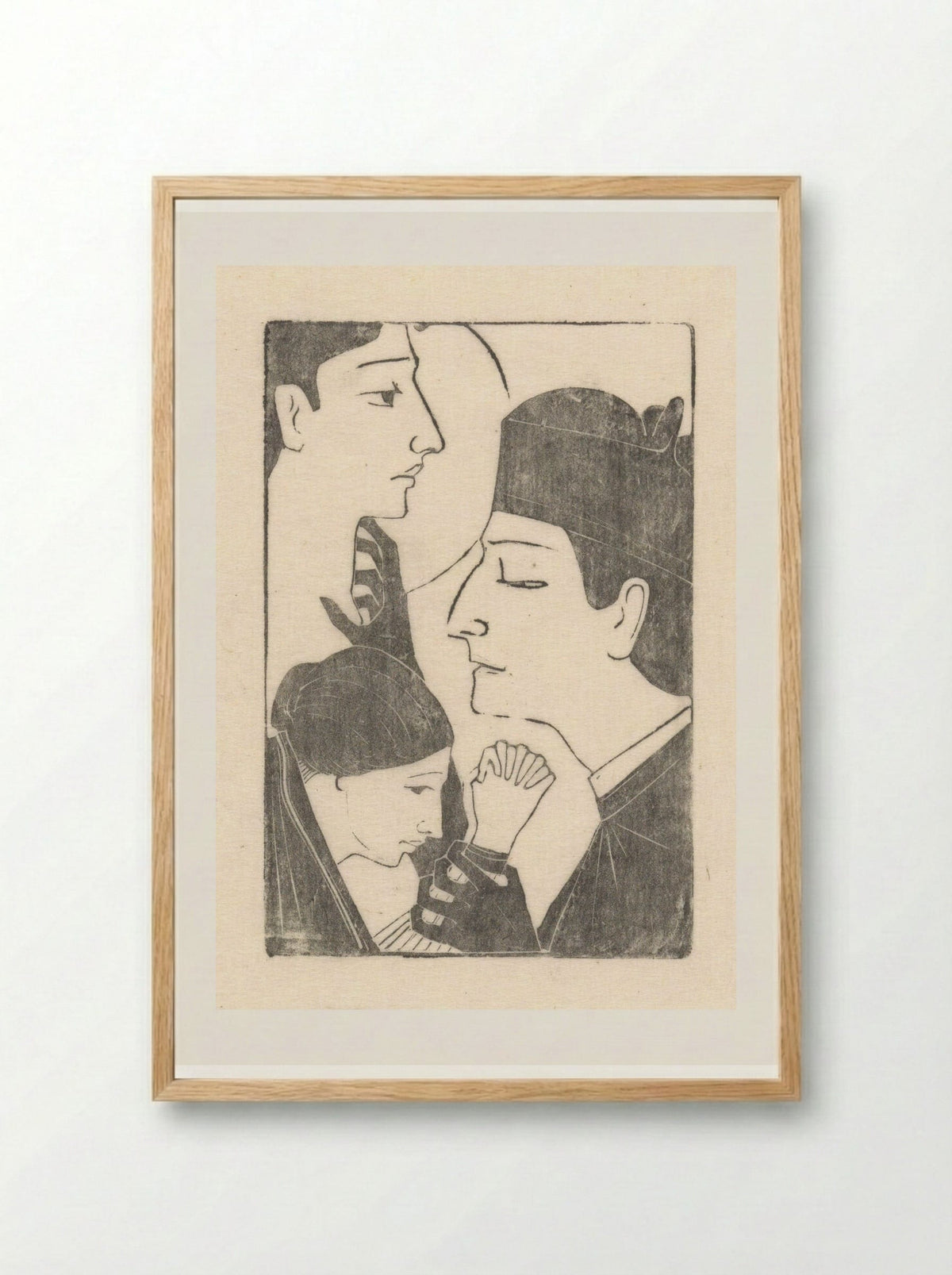 Geestelijke met vrouw en jongeling - Karel Petrus Cornelis de Bazel - Framed Print Wood