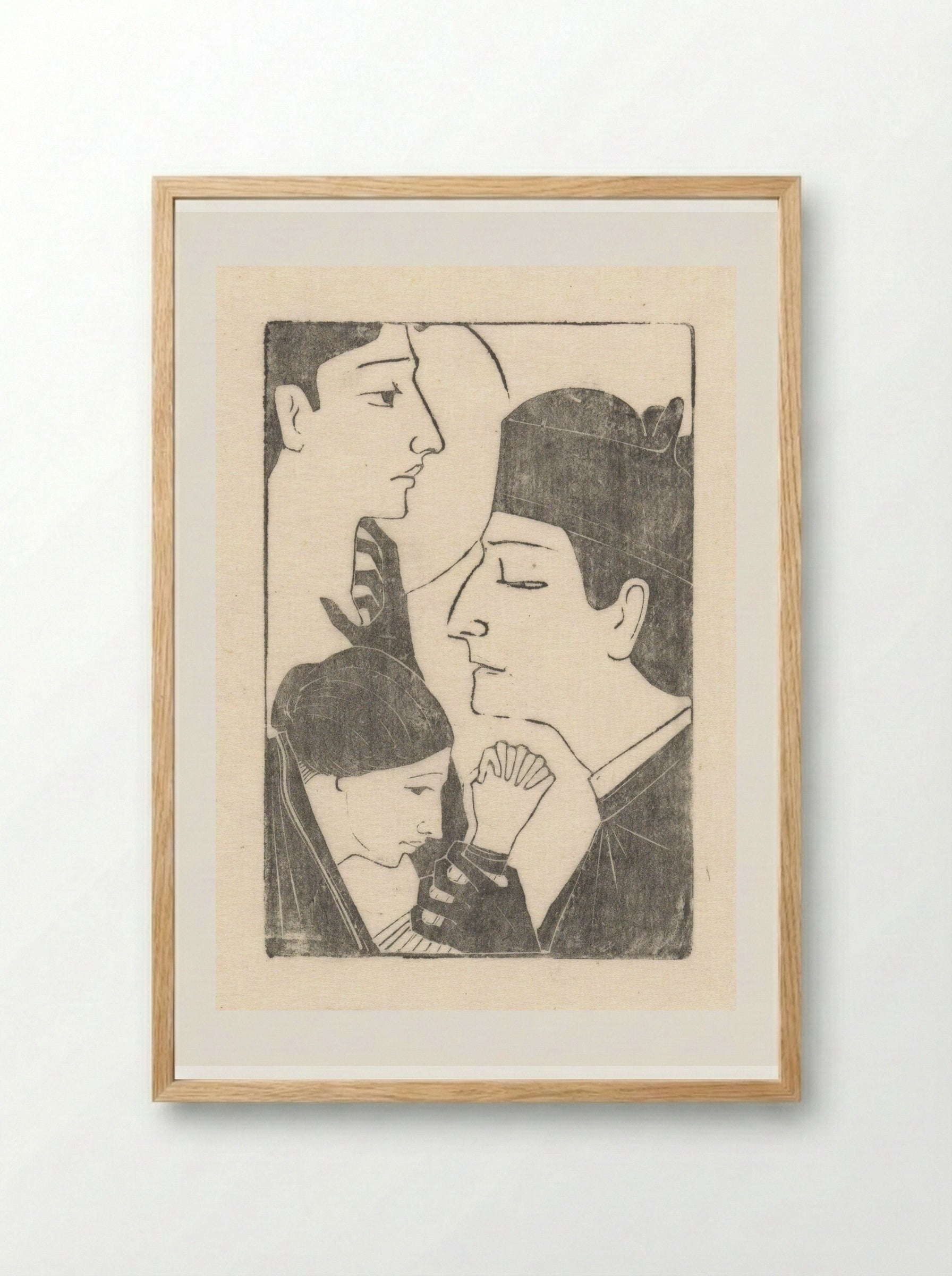 Geestelijke met vrouw en jongeling - Karel Petrus Cornelis de Bazel - Framed Print Wood