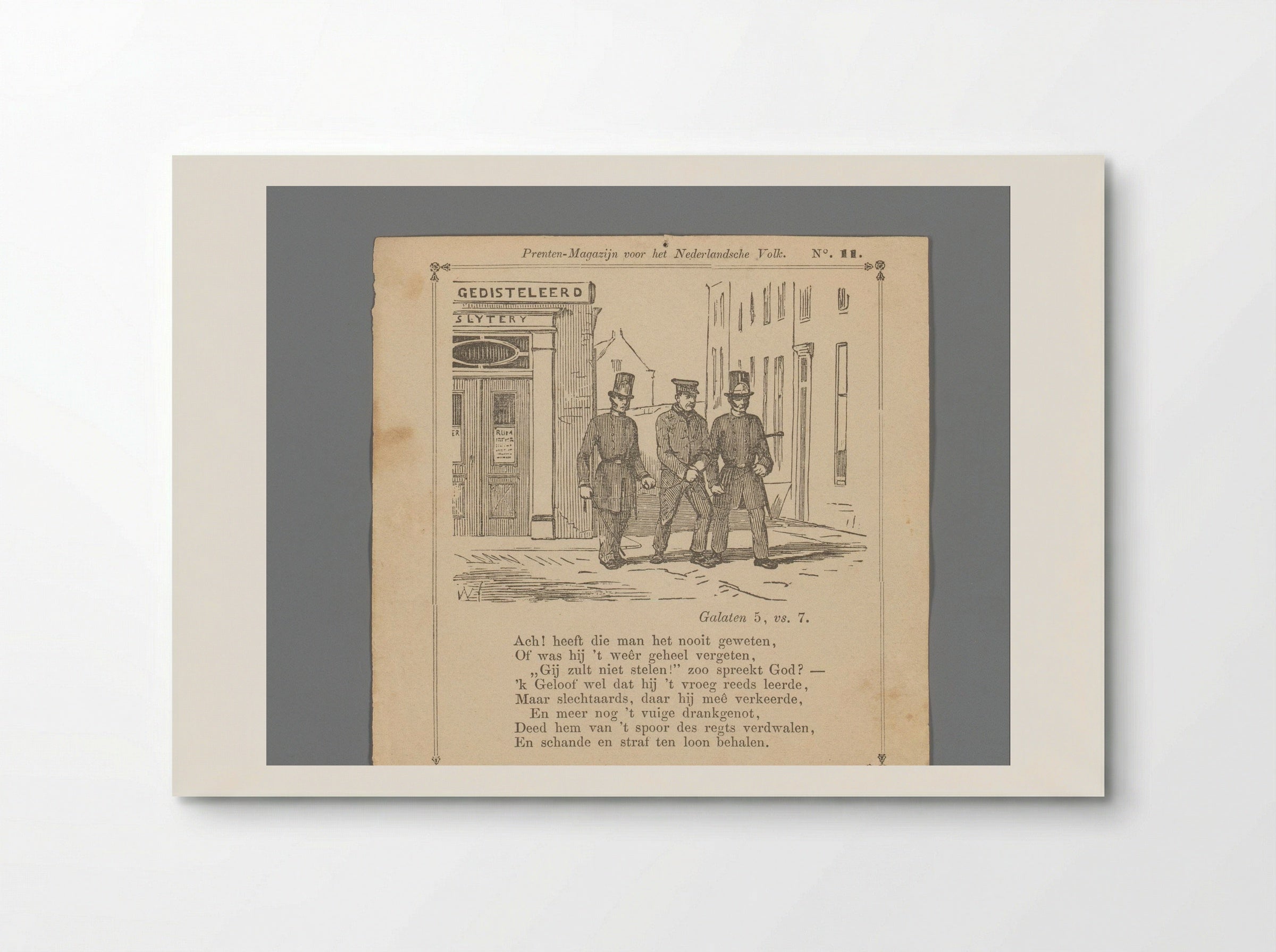 Geketende man door twee agenten weggevoerd van een slijterij - Isaac Weissenbruch - Poster