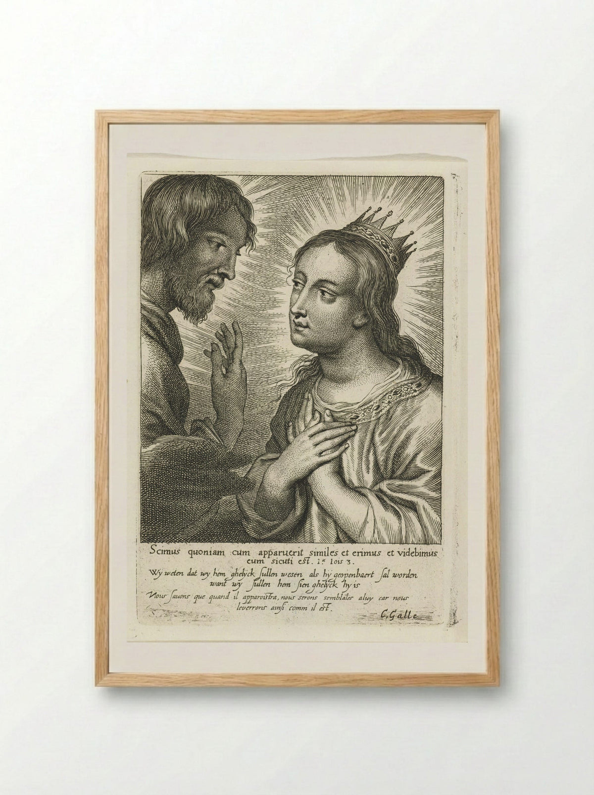 Gekroonde Maria en Christus - Schelte Adamsz. Bolswert - Framed Print Wood