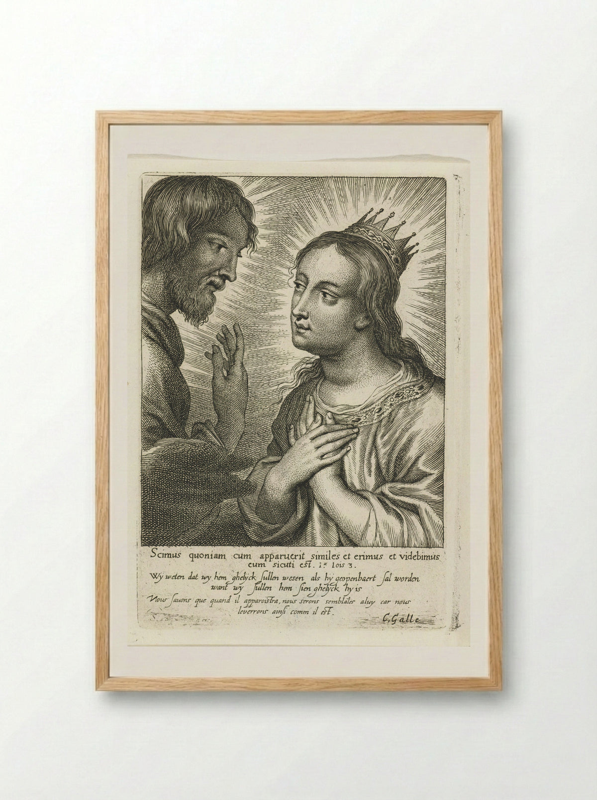 Gekroonde Maria en Christus - Schelte Adamsz. Bolswert - Framed Print Wood