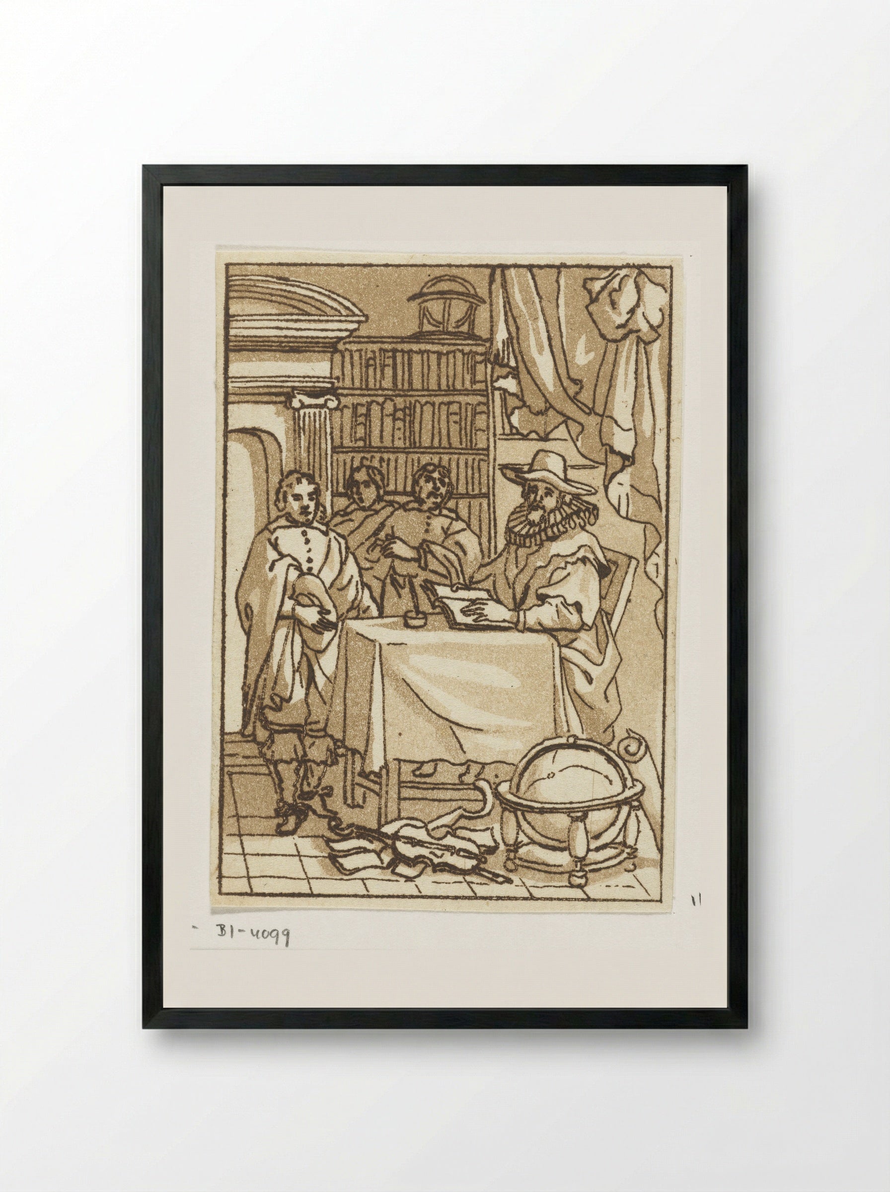 Geleerde in studeervertrek (Scholar in a Study) - Anthonie van den Bos - Framed Print Black
