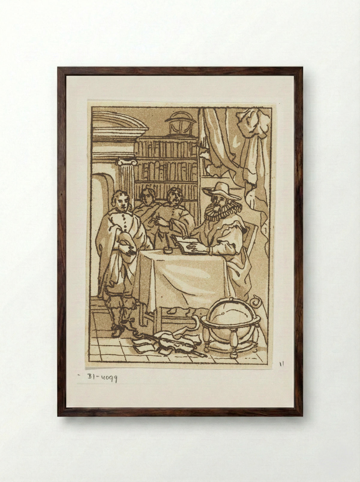 Geleerde in studeervertrek (Scholar in a Study) - Anthonie van den Bos - Framed Print Dark Wood